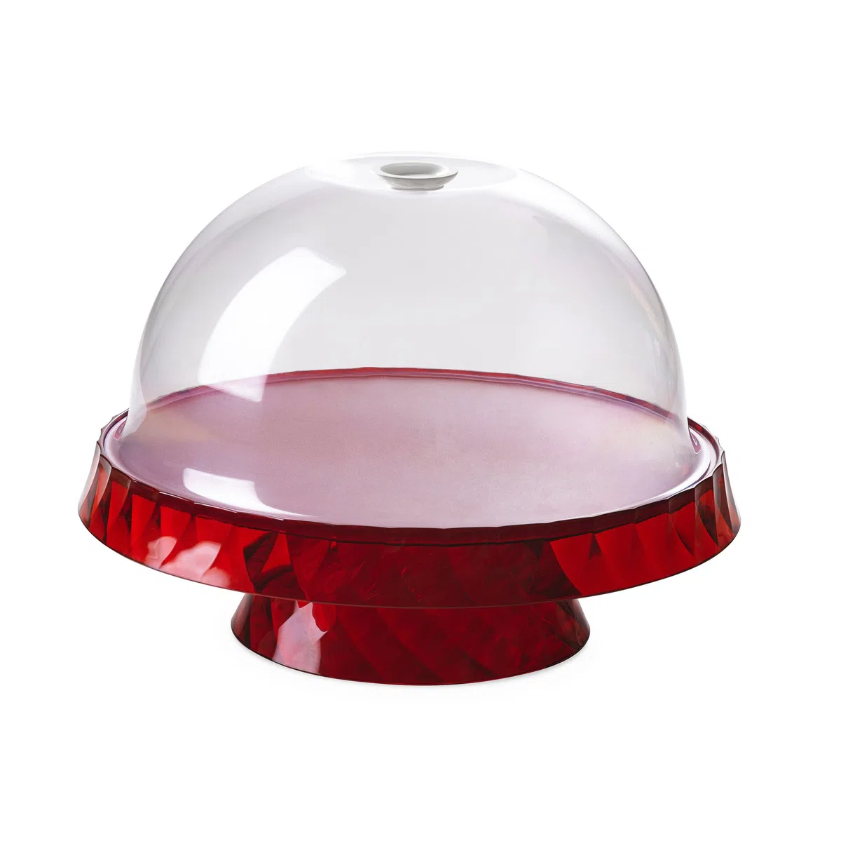 Omada Design Porta Torta con Alzata, Tortiera con Campana, Vassoio Double-face, Lavabile in Lavastoviglie, Made in Italy, Linea Diamond, Rosso