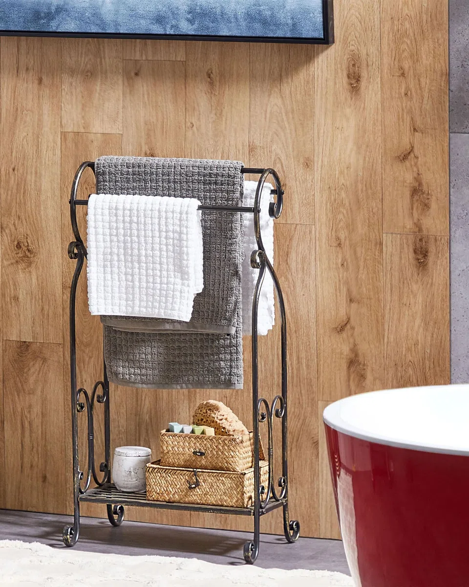 Porta asciugamani da bagno a 3 binari stile vintage nero