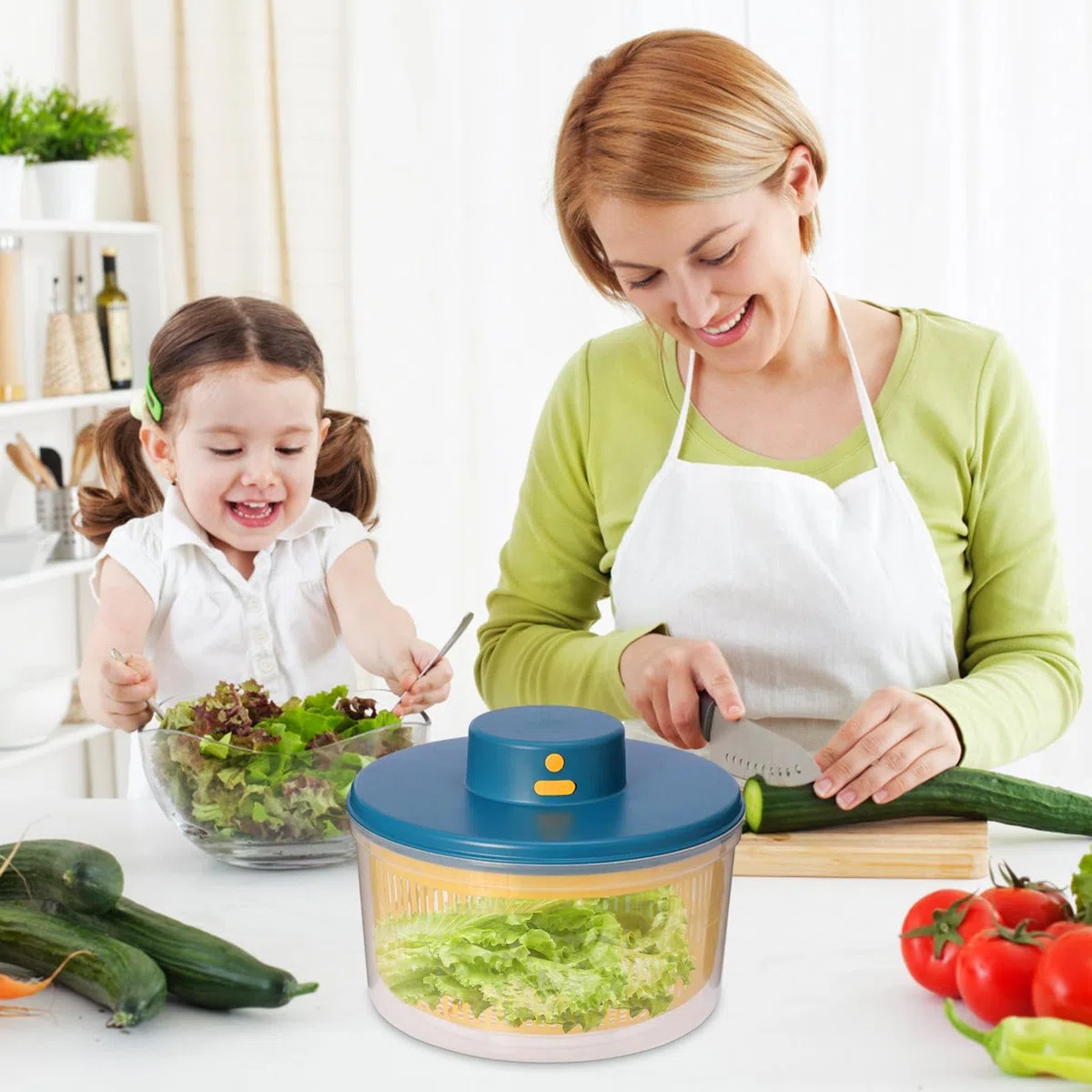 Centrifuga per insalata elettrica, disidratatore per centrifuga per insalata per frutta e verdura,Centrini per insalata di capacità - Miscelatore elettrico per insalata, ricarica USB, compatto,