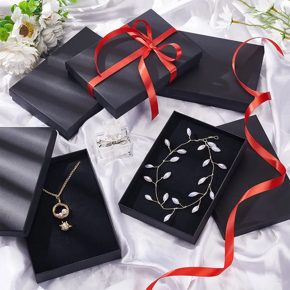 BENECREAT 12 PCS Collana Anello Scatola 18x13x3cm Kraft Scatole Regalo Gioielli (Nero) Scatola Regalo Rettangolare in Cartone per Compleanni Festa di Nozze per Compleanni, San Valentine's Day