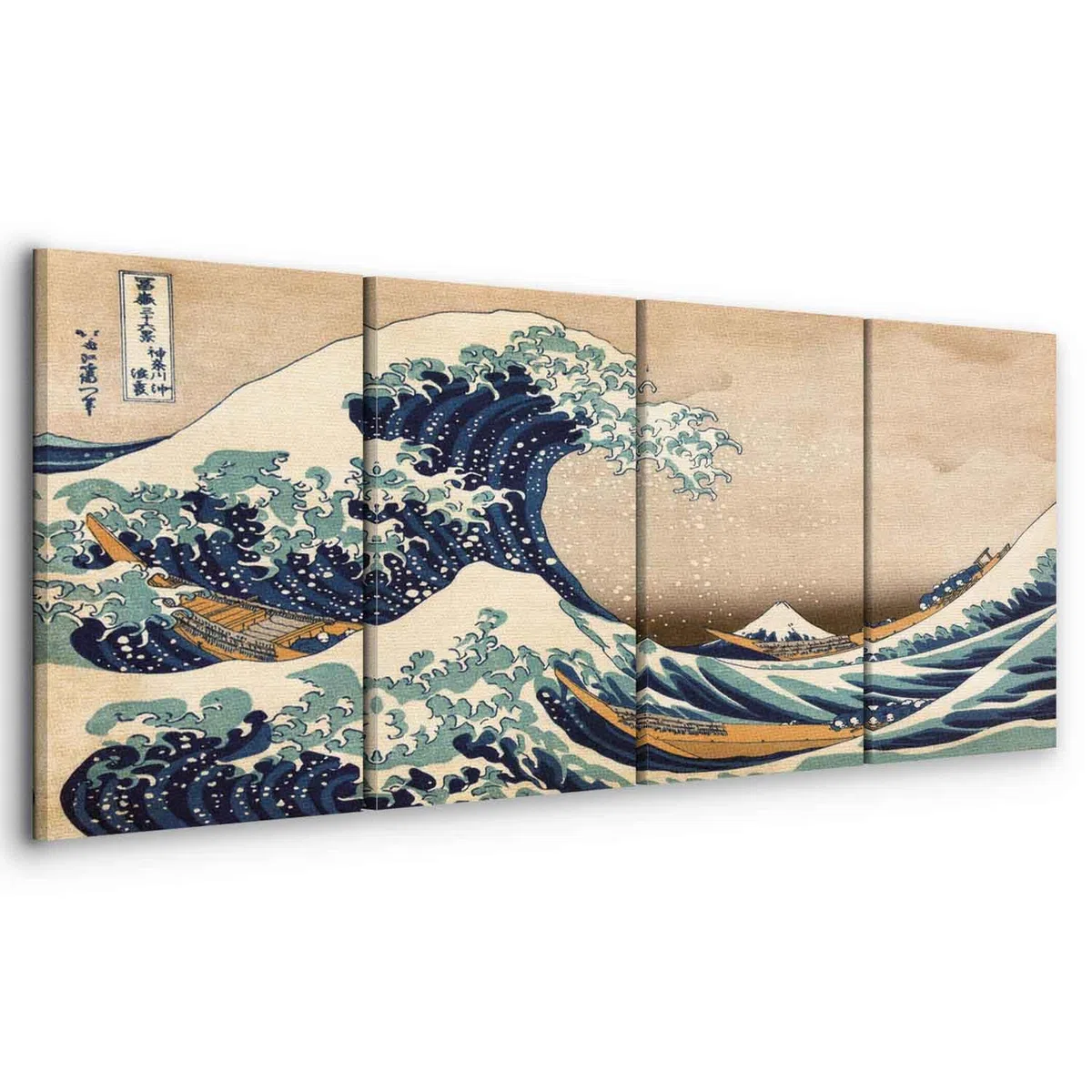 murando - Quadro La grande onda di Kanagawa 160x60 cm 4 Pezzi Stampa su tela XXL - Quadri Famosi Moderni Camera Da Letto Decorazione da Parete Componibili - Katsushika Hokusai p-B-0009-b-i