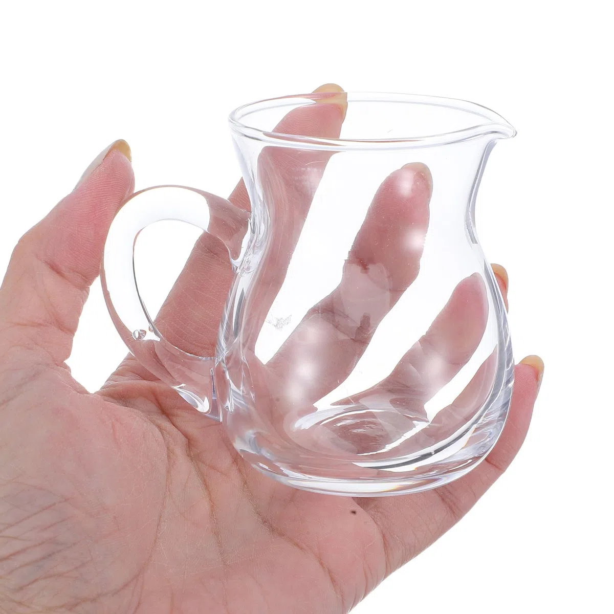 Beavorty Set 6 Pezzi Brocche in Vetro Trasparente per Crema e Latte, Piccole Brocche da caffè con Manico, Dispenser per Crema e Schiuma, per Bar e Utilizzo Domestico