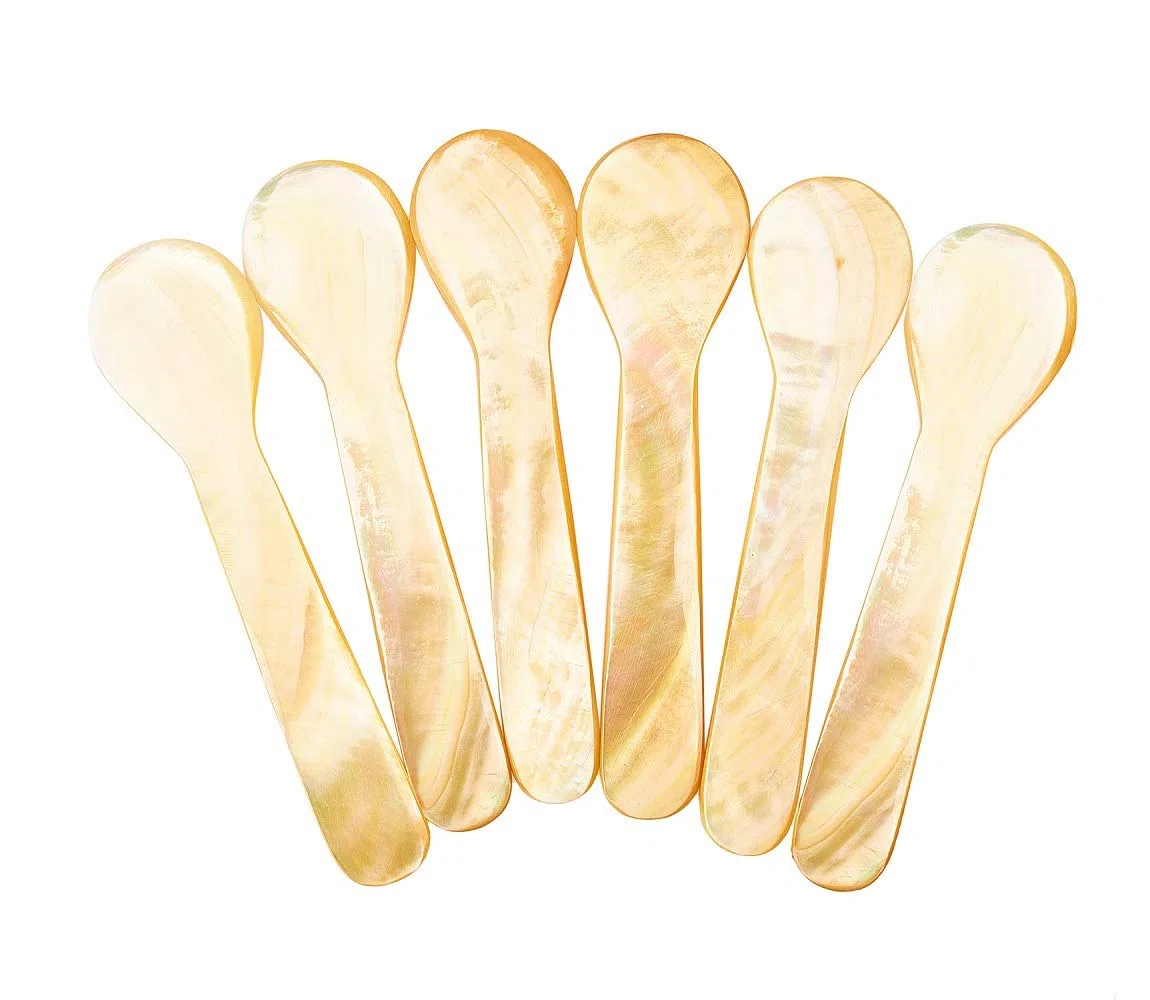 DUEBEL 6 Cucchiaini in Madreperla, Cucchiai per Caviale, Cucchiaino Madreperla, Cucchiaino Caviale da 7,5 cm