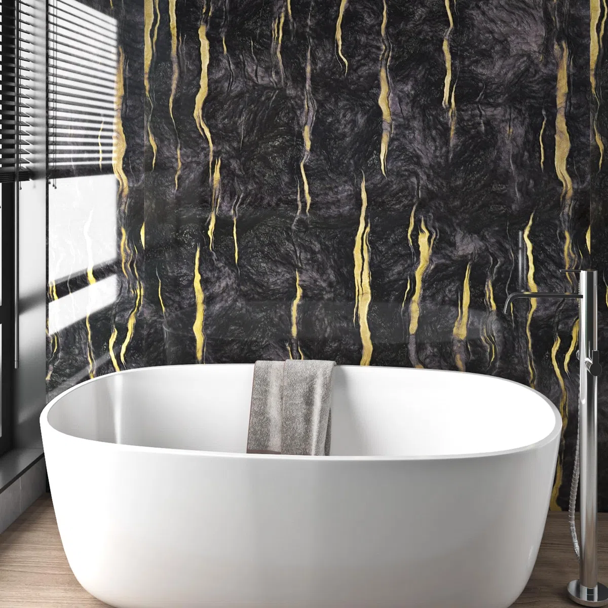 Livelynine Carta Adesiva per Mobili Cucina Lavabile Marmo Nero Oro 60CMx5M Carta da Parati Adesiva Muro Effetto Marmo Scuro Bagno Rivestimento Adesivo per Mobili Cucina Top Tavolo Cassetti Armadio