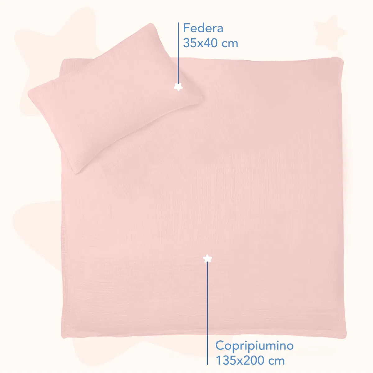 Dreamzie copripiumino lettino neonato 80x80 cm set lenzuola culla in cotone - lenzuola lettino con sbarre + federa 35x40 cm - OEKO-TEX certificato – Rosa