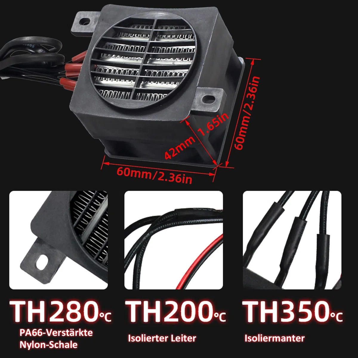 PTC, riscaldamento ad aria, 220 V, 100 W, PTC, con cavo di alimentazione, temperatura costante, riscaldamento elettrico in ceramica con ventola per umidificatore, stampante 3D, PTCYIDU