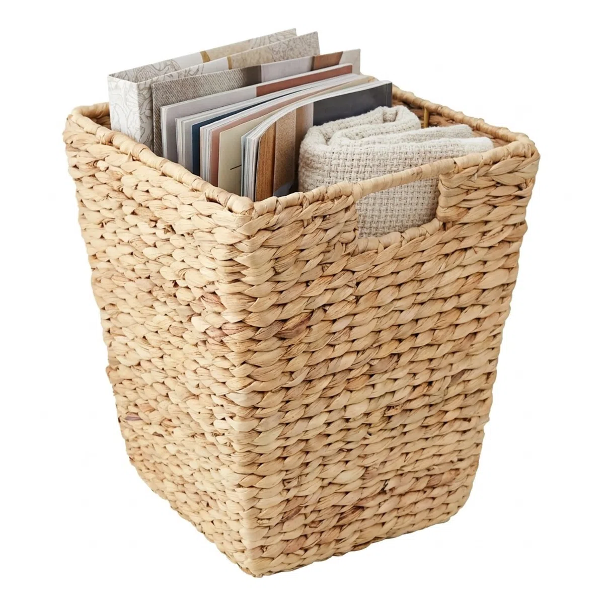 Relaxdays Cestino in giacinto d'Acqua, Quadrato, Naturale, 30x25x25 cm per Ufficio e Soggiorno