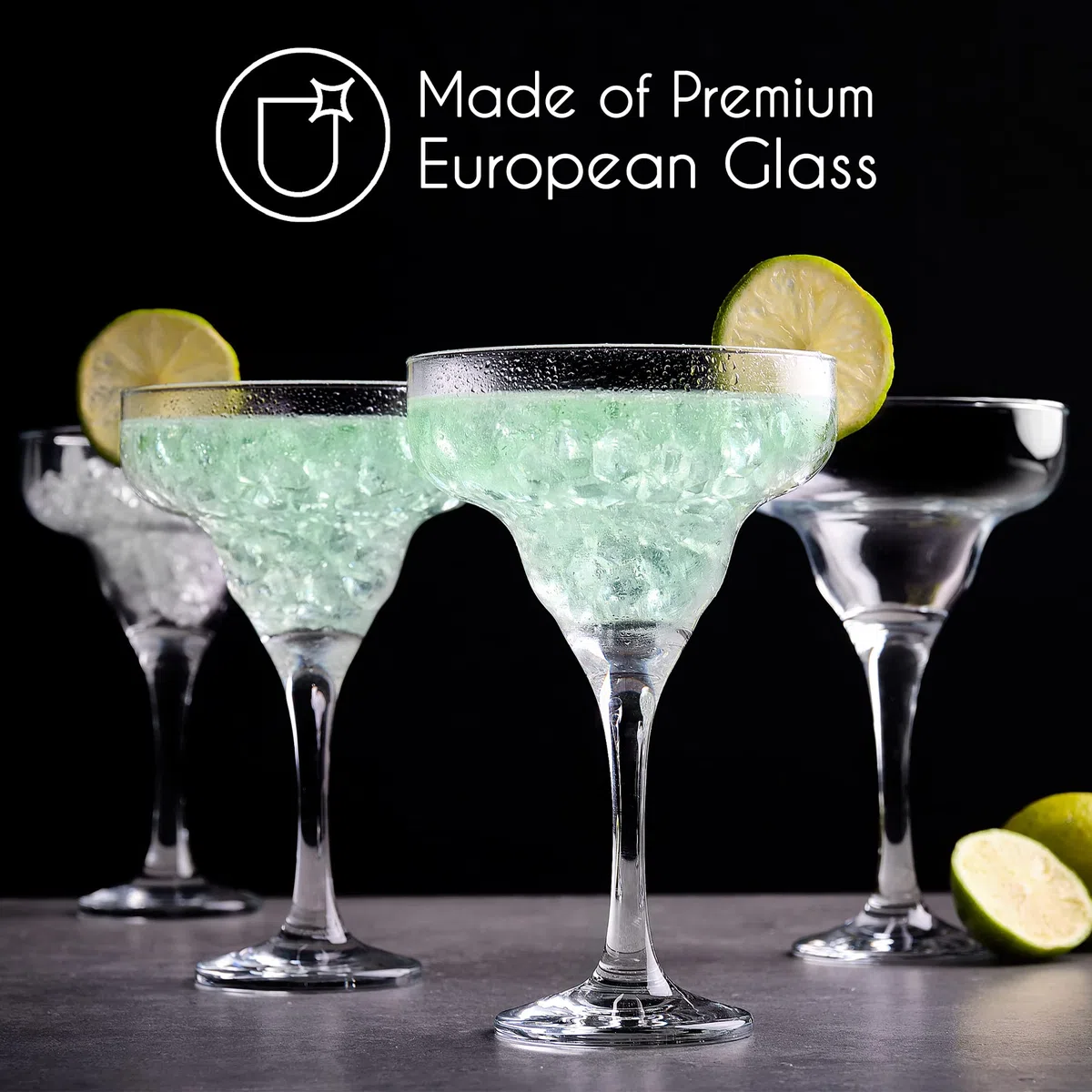 Crystalia Set di 4 bicchieri da margarita di alta qualità, 300 ml, 100% senza piombo, bicchieri da cocktail per margarita, bicchieri da cocktail per bevande surgelate