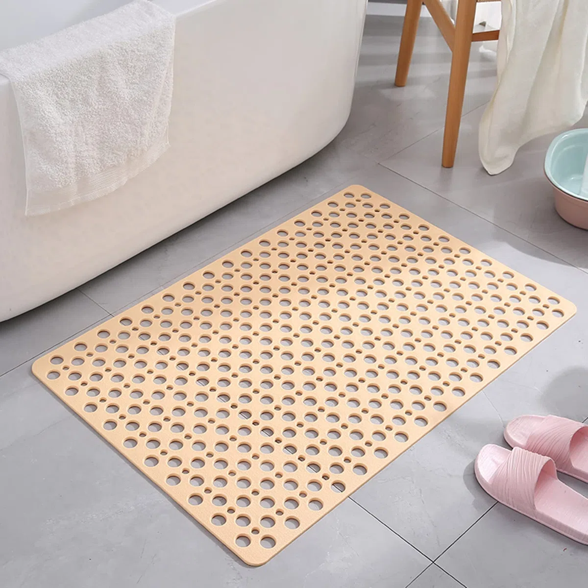 Tappetini Doccia Pieghevoli Gialli Tappetino da Bagno Antiscivolo con Ventose Resistenti Tappetino per Vasca Tappetino Antimuffa in PVC Morbido, per Vasca da Bagno e Doccia (60×90cm)
