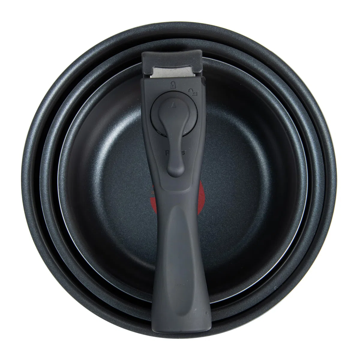 BERGNER- Set 4 pezzi casseruola in alluminio stampato con manico staccabile e punto di calore, rivestimento ILAG Essential, antracite, compatibile con l'induzione