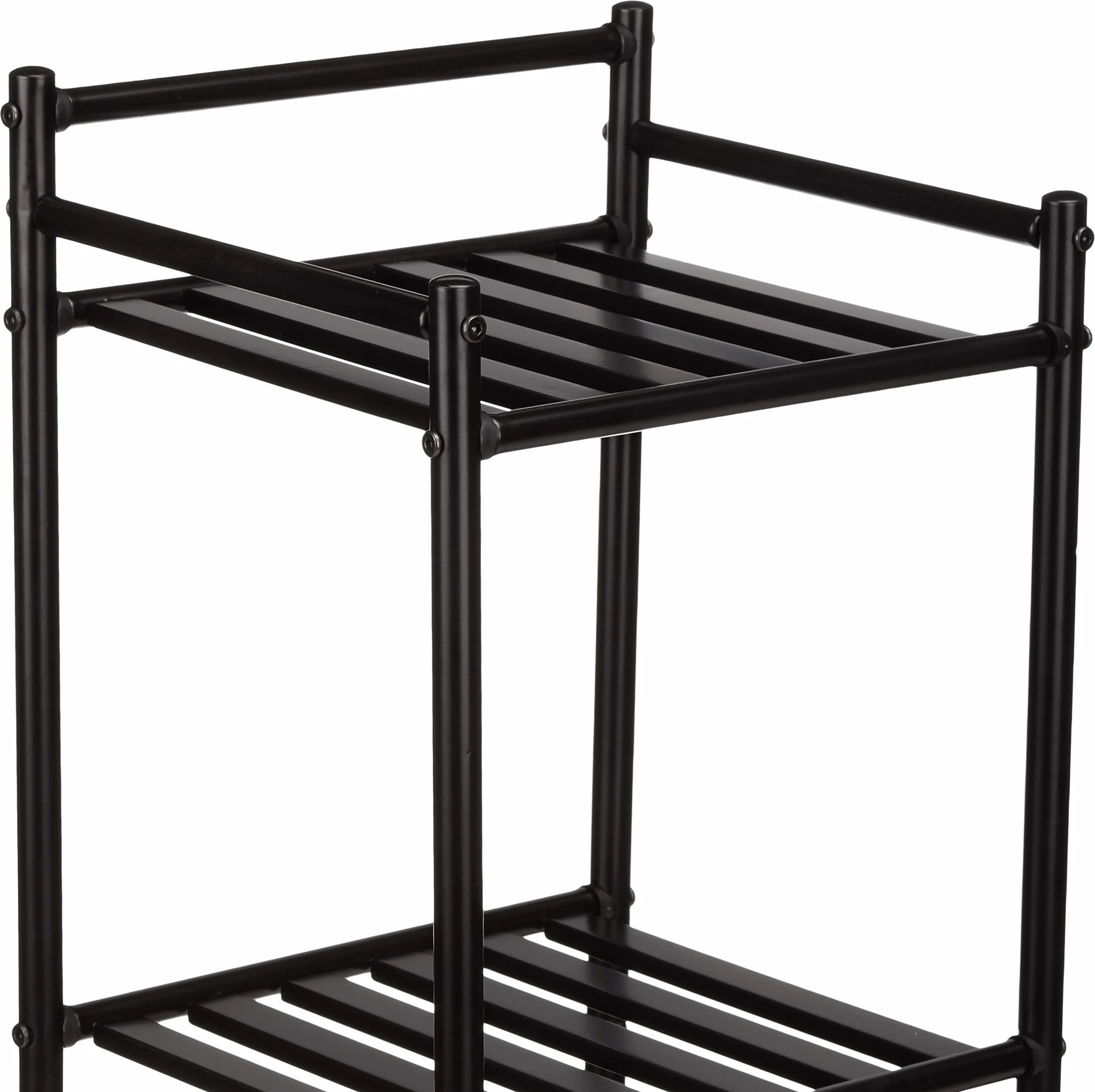 Amazon Basics Scaffale a 5 ripiani con cestello, Nero, 34.5 x 28.5 x 140.3 cm (L x W x H)