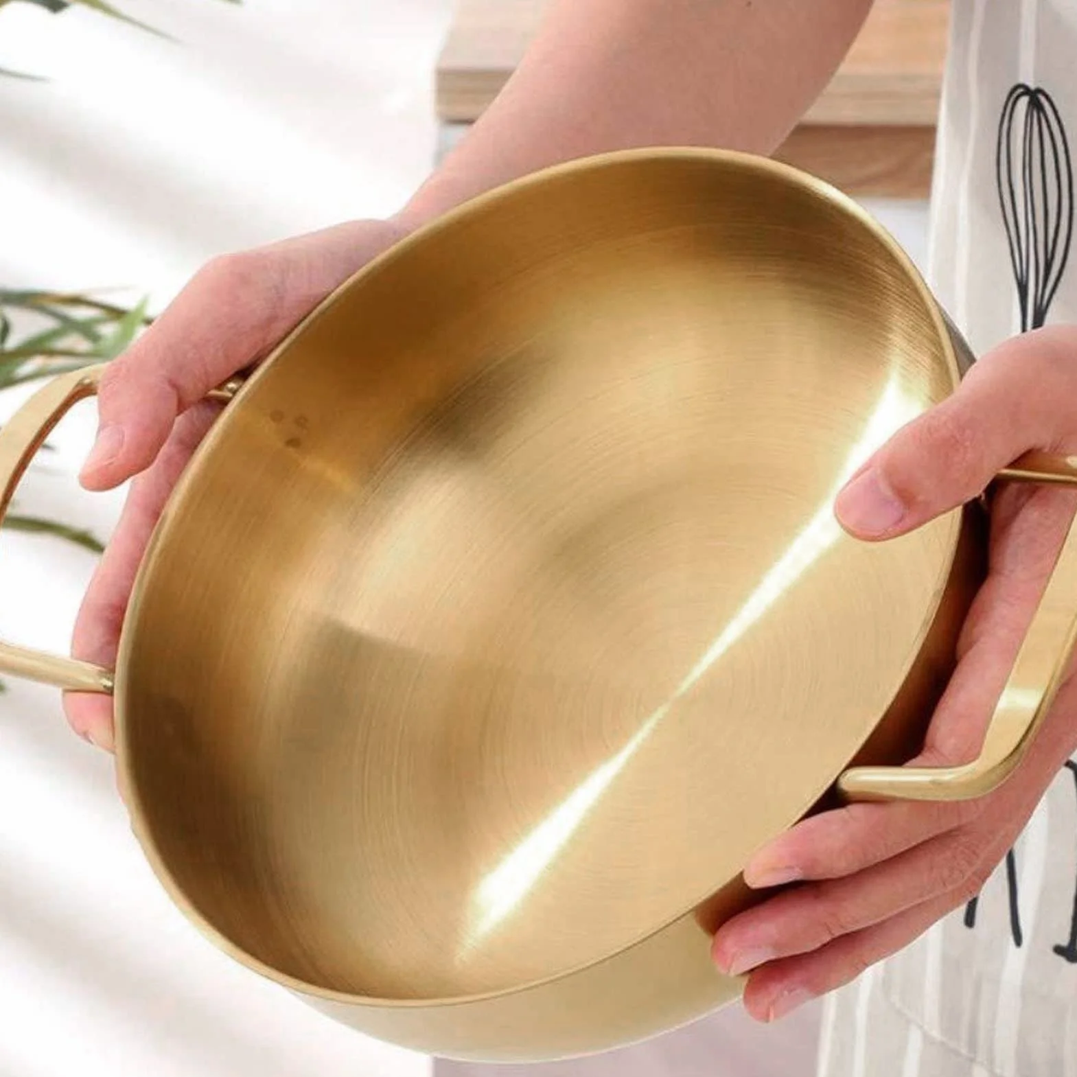 Buachois Pentola Coreana per Ramen,Inossidabile Oro Pentola Pentola Multiuso Pentola da Cucina Pentola da Cucina per Fornello a Gas, Fornello a Induzione(24cm)