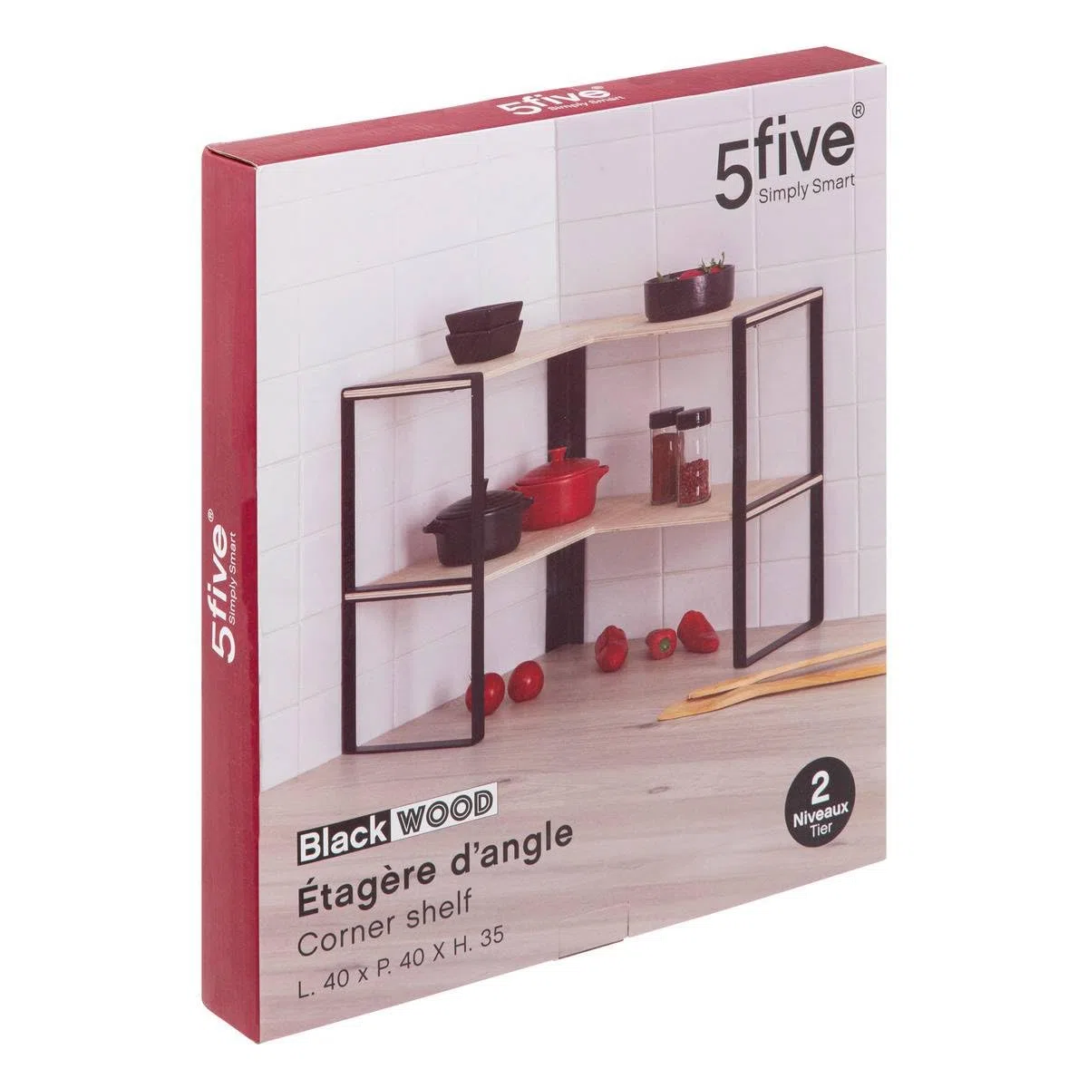 5five - scaffale angolare a 2 livelli blackwood