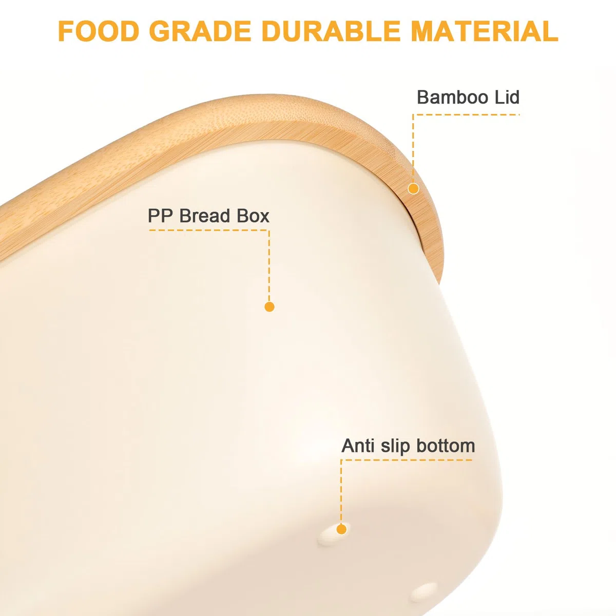 Cozary Portapane con Coperchio in Bambù, 6L Porta Pane da Cucina con Sacchetto per il Pane in Lino, 37x22,5x14 cm, Fondo Antiscivolo, una Aggiore Freschezza (Bianco)