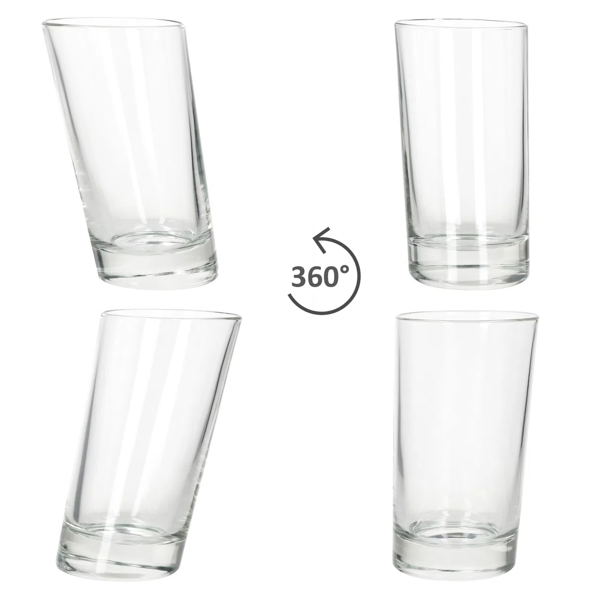 MamboCat Set di 12 bicchieri da long drink Pisa, 270 ml, 12 persone, bicchiere alto obliquo con fondo pesante per acqua, succhi di frutta, caffè, cocktail & Co.
