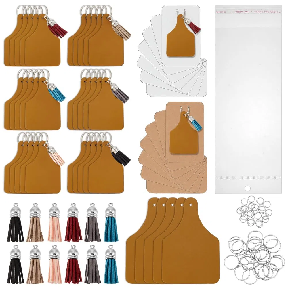 OLYCRAFT 30 set di Etichette Vuote In Similpelle 7.6x5cm Etichette In Pelle Incluse Portachiavi con Nappe per Timbratura Etichette Fai Da Te Jeans Borse Accessori Gioielli Fai Da Te