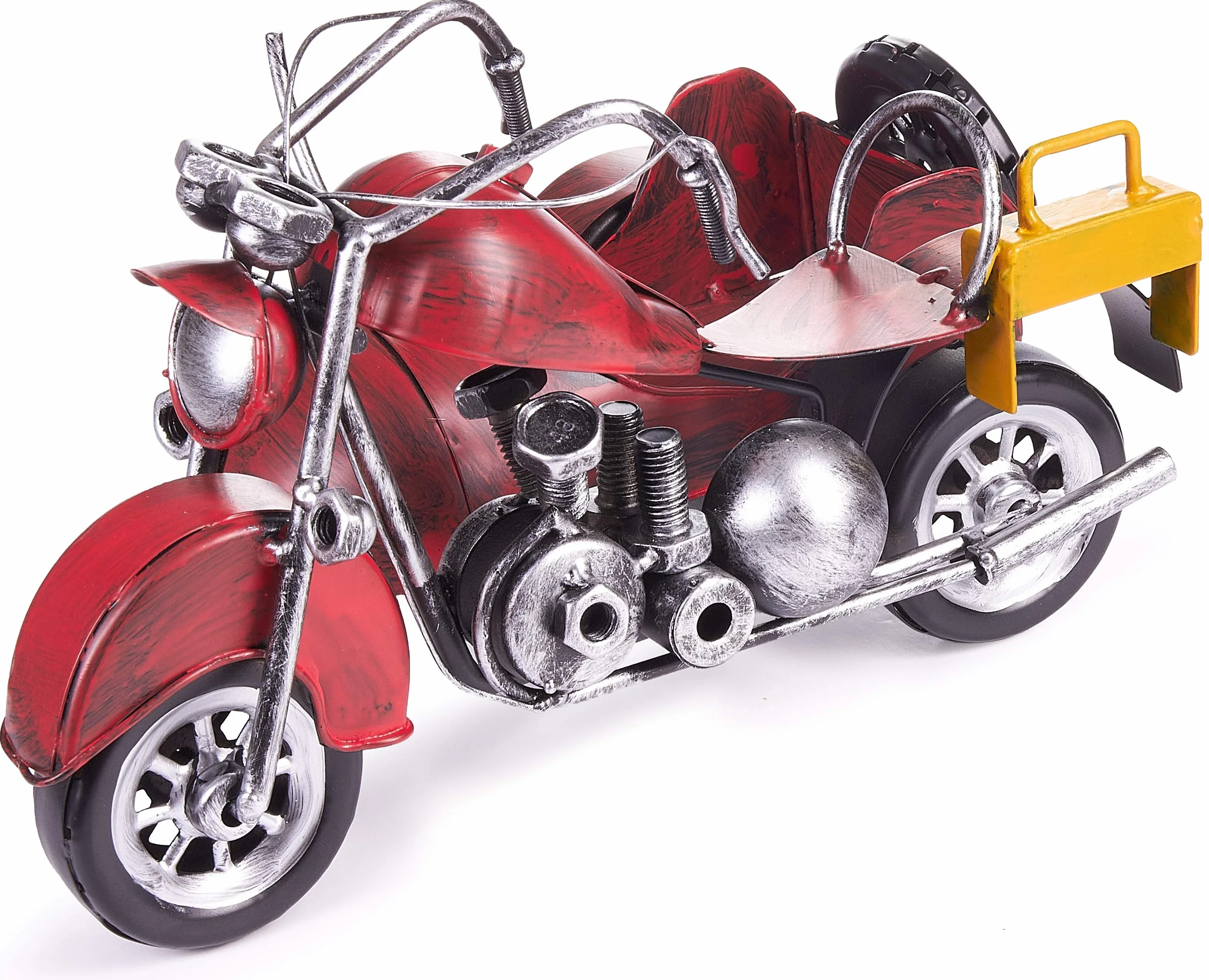Brubaker Portabottiglie per Vino - Motocicletta con Sidecar Rosso - Decorazione in Metallo - Portabottiglie con Biglietto d'Auguri - Regalo del Vino