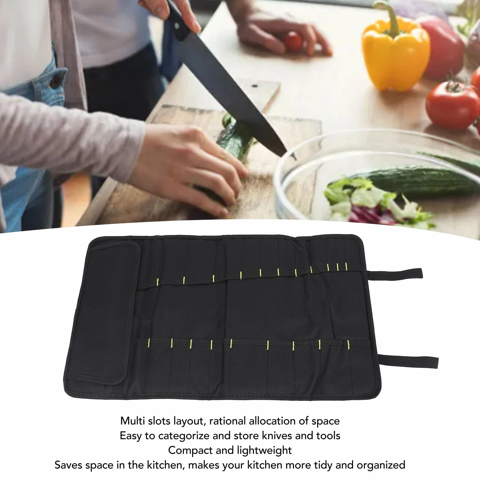 Borsa per Coltelli da Chef, Custodia Multifunzionale Portatile in Tela con 20 Scomparti Custodia Professionale per Rotoli di Coltelli da Chef per la di Casa Campeggio
