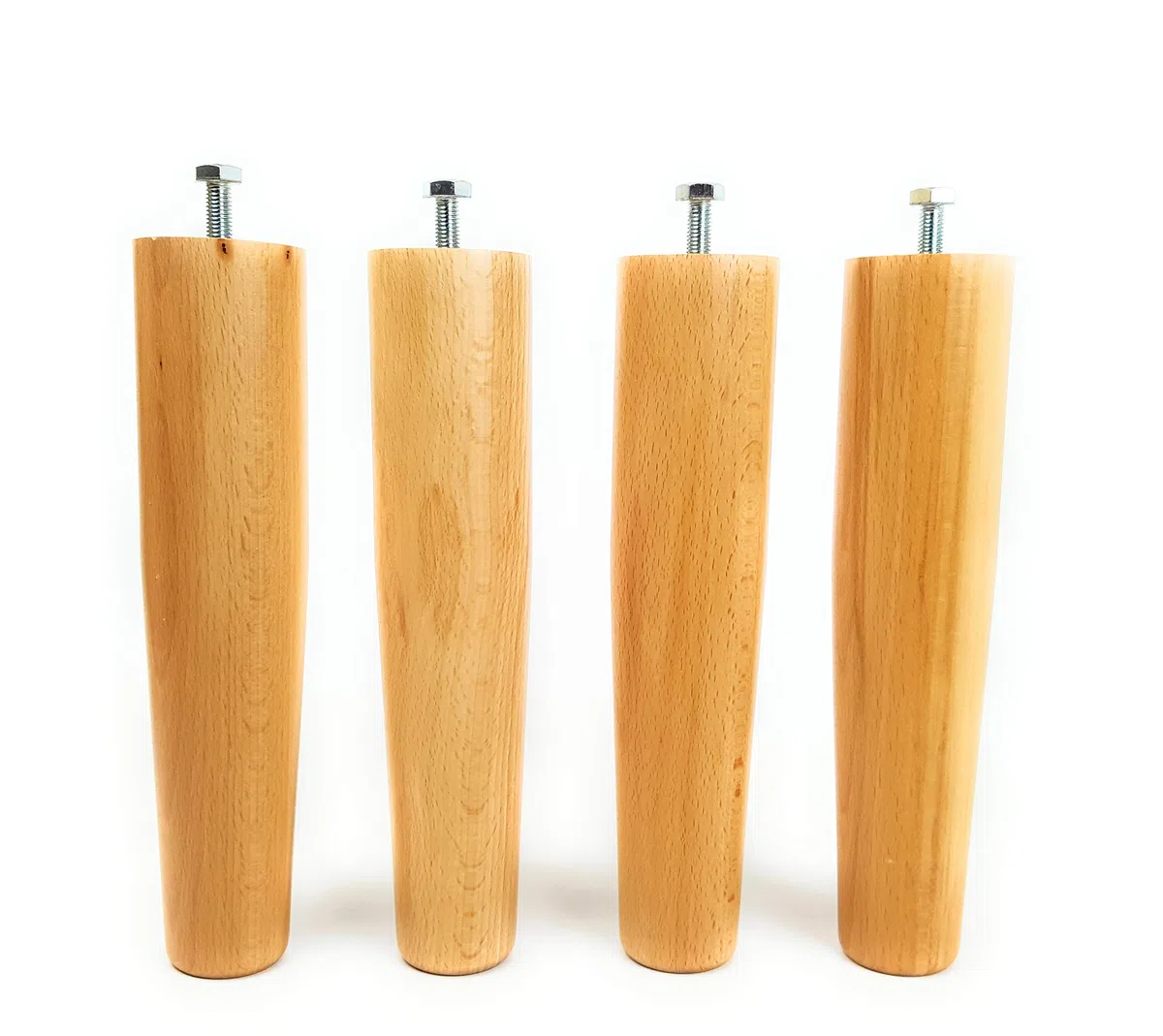 viglietti Set di 4 Pezzi Piedi Faggio con Bulloni/Dadi per Reti a Doghe in Legno, H 35 cm