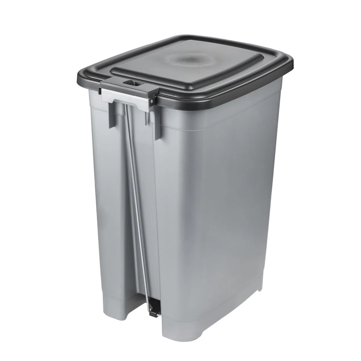 keeeper pattumiera a pedale, 40 l, facile da pulire, pedale per apertura e chiusura igienica, contenitore per rifiuti, 32 x 42 x 53 cm, Olaf, Light Silver (Argento)