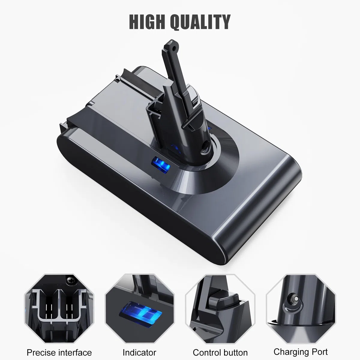 8000mAh Batteria per Dyson V8 Absolute SV10,V8 Batteria di Ricambio per Dyson Animal Fluffy Absolute Aspirapolvere con 2PCS Pre Filtri
