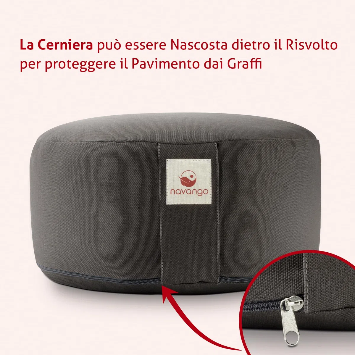 Cuscino Meditazione Zafu Zen | Cuscino Rotondo Yoga | Altezza Seduta 15 cm, Imbottitura 100% Pula di Farro | Cuscino da Pavimento | Rivestimento in Cotone Lavabile | Cuscino Yoga Meditazione