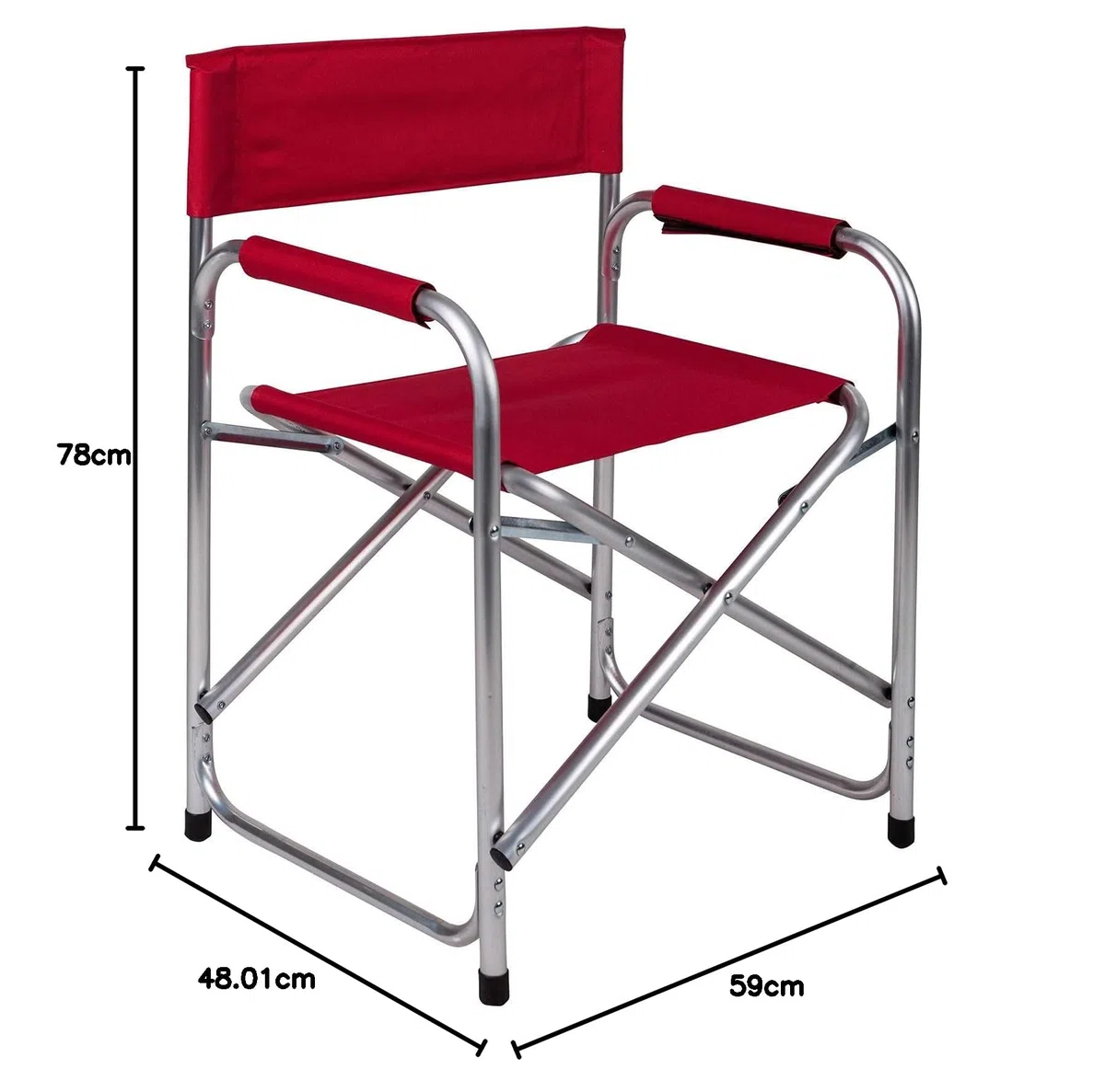 Dmora Sedia Regista Pieghevole Rossa, Metallo, Rosso, 61x85x63 cm