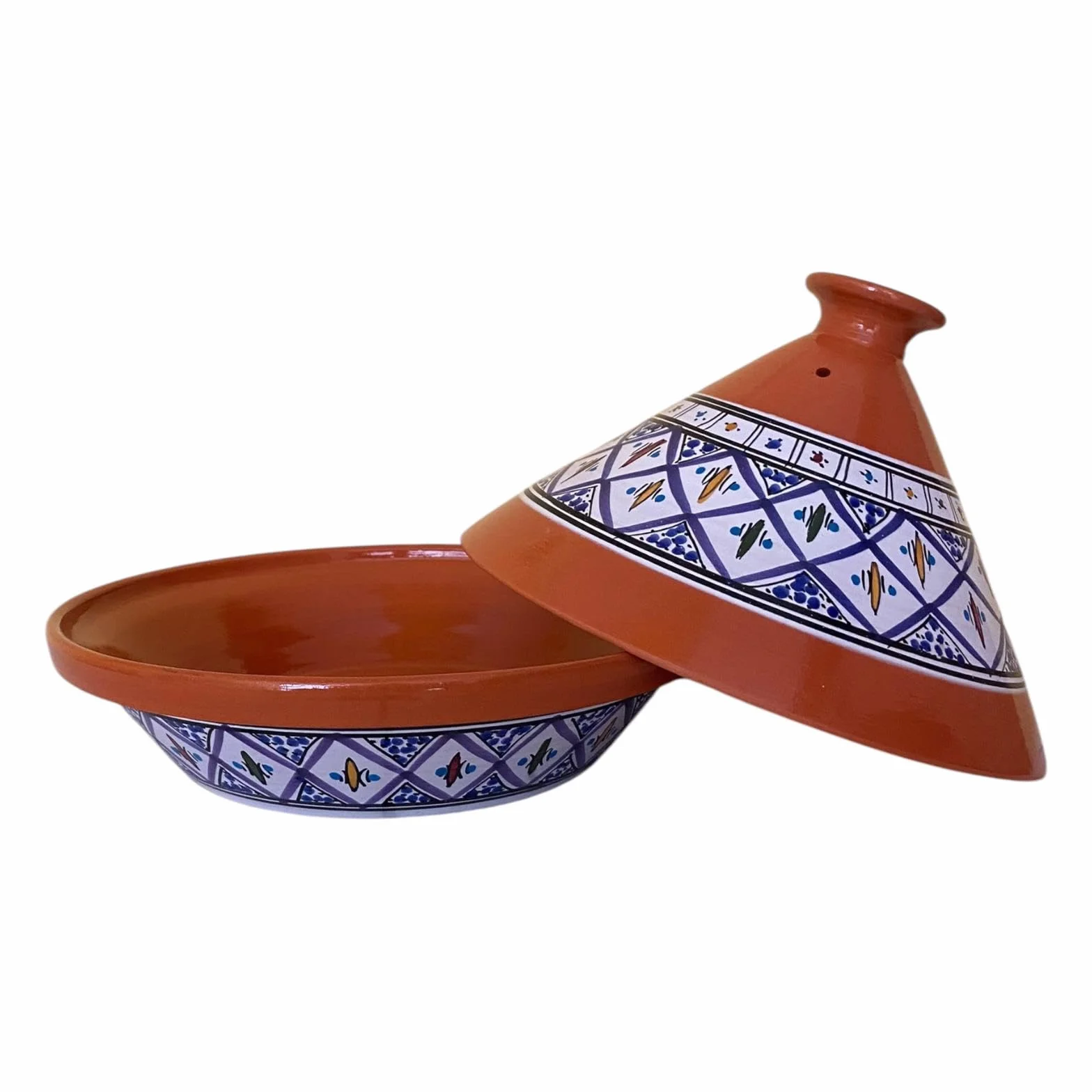 La Maison Unique: Tajine Terracotta Marocchina Tunisina Diametro 32cm Pentola a Pressione Con Coperchio Piatto Etnico Marocchino Cucina Salutare - Qualità Premium - Blu