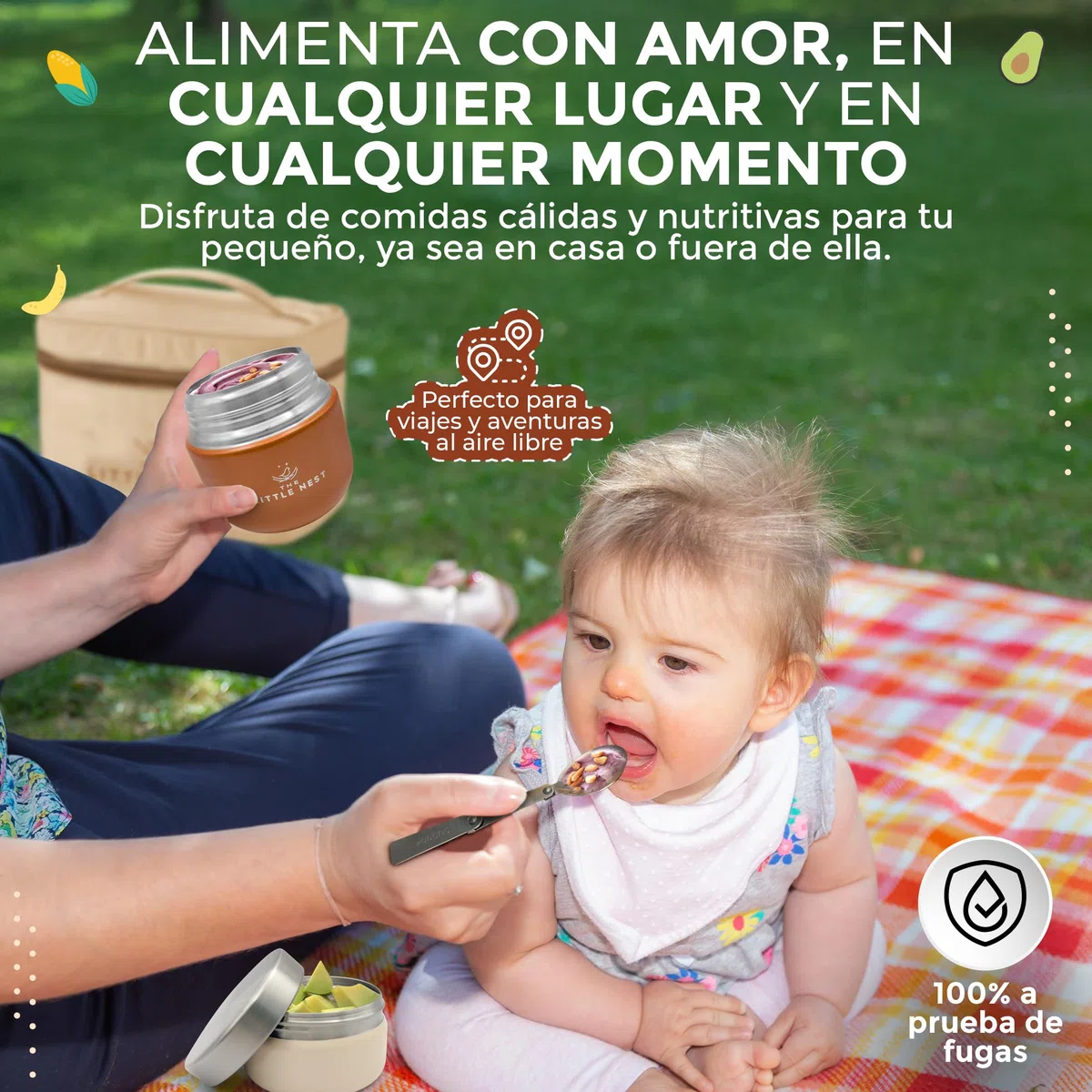 Set Thermos per alimenti per bambini 300 ml, in acciaio inox, 2 contenitori e custodia termica, chiusura ermetica, isolamento a doppia parete, mantiene caldo e freddo, senza BPA