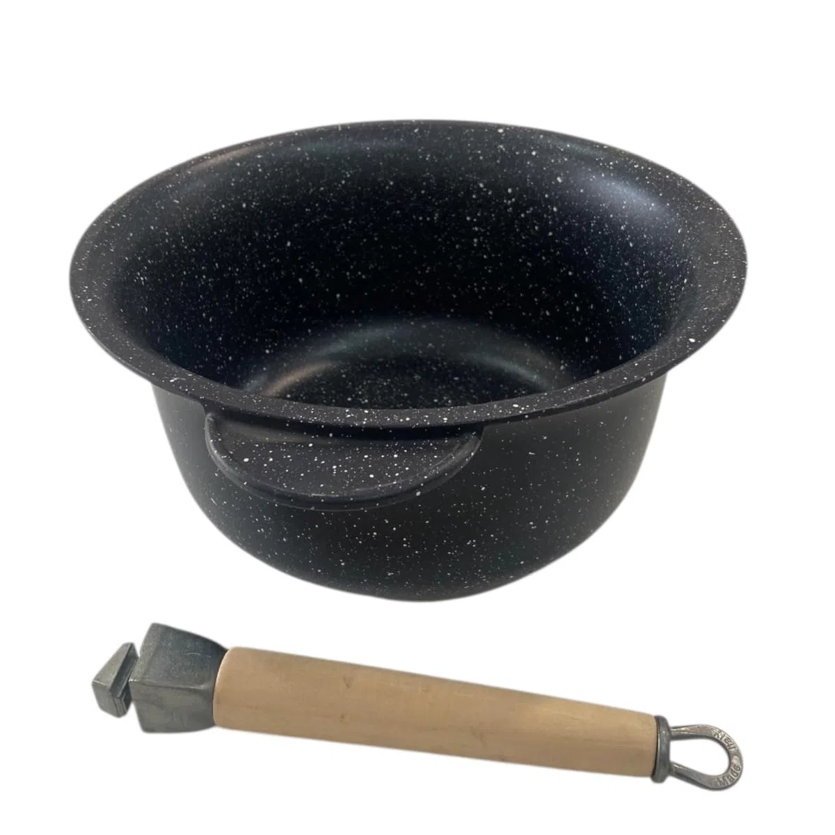 Paiolo Artigianale 24 cm – Rivestimento in Pietra Lavica, Made in Italy | Ideale per minestre, minestrone, zuppe, Pasta, Riso e cotture lente etc! No induzione