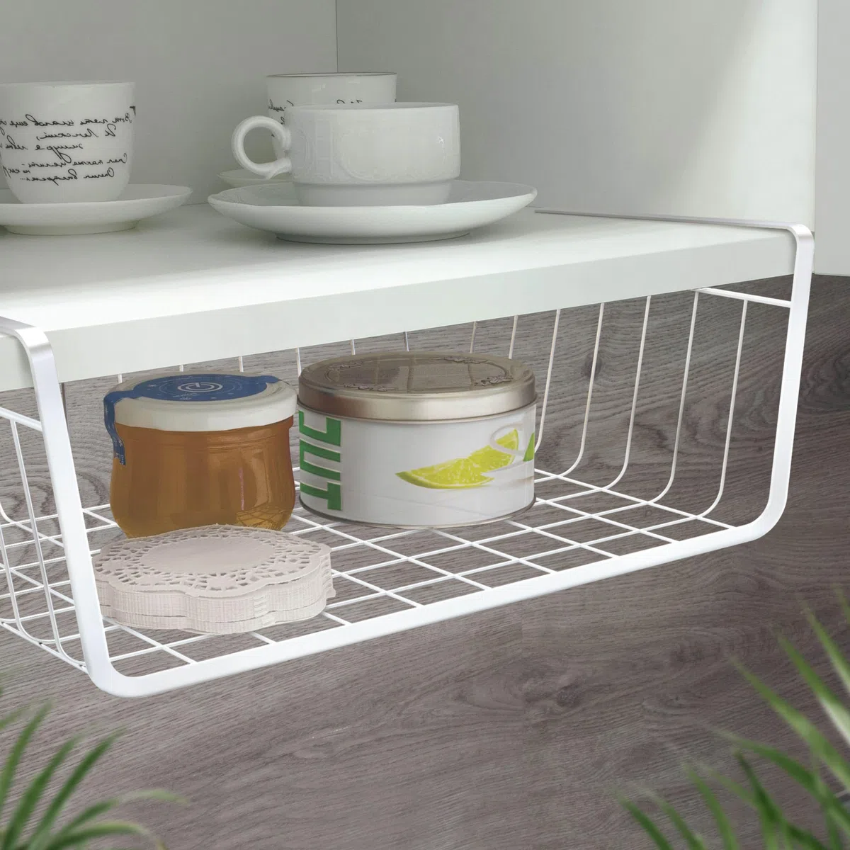 RICOO Cesto Portaoggetti Set da 3 Sottopiano per Ottimizzazione Armadio KR001Sx3, per Cucina Ufficio Bagno 37,5 x 9,5 x 22 cm Argento