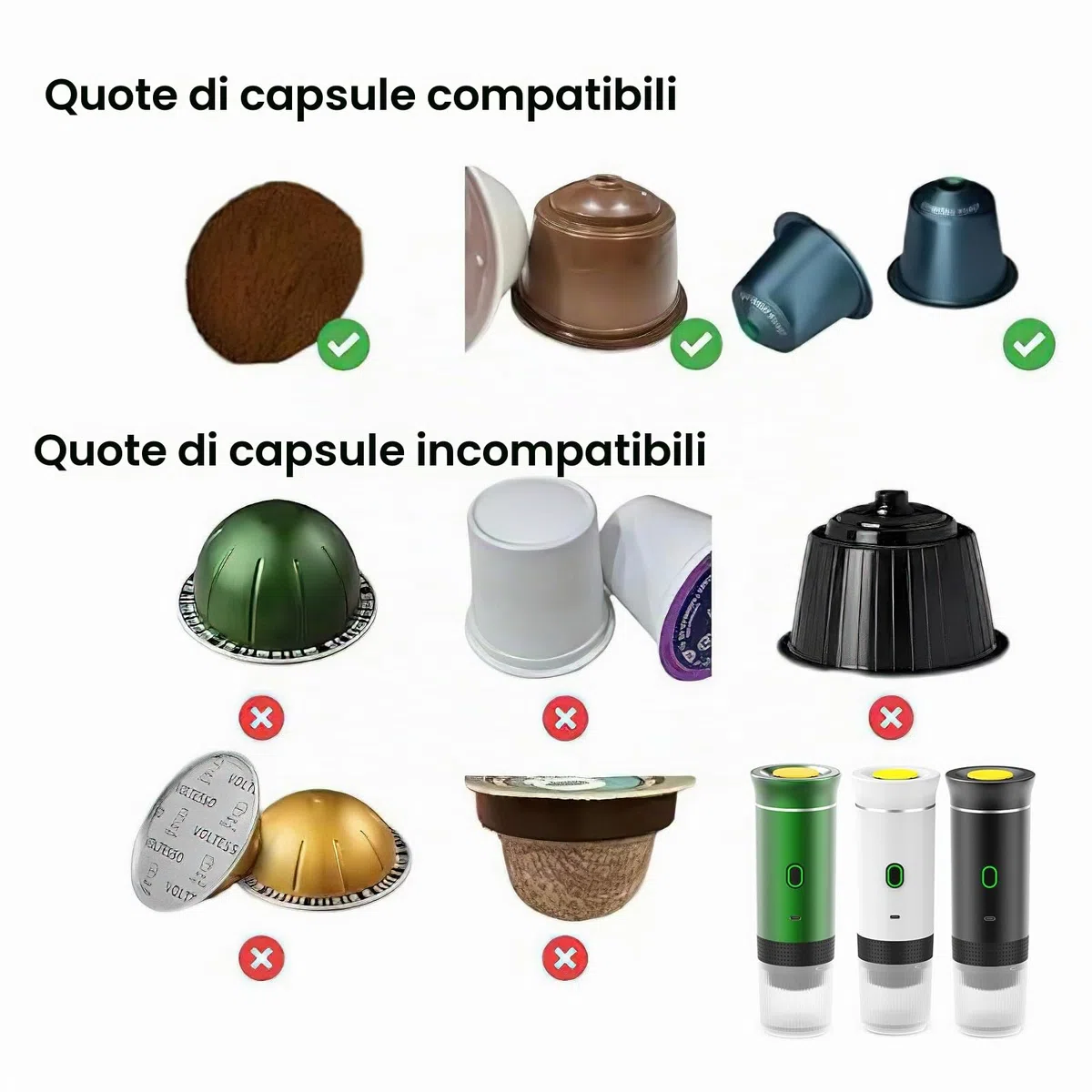 Macchina per Caffè Portatile Espresso, Riscaldamento Elettrico da Viaggio per 12V Auto e Campeggio, Capsule per Caffettiera
