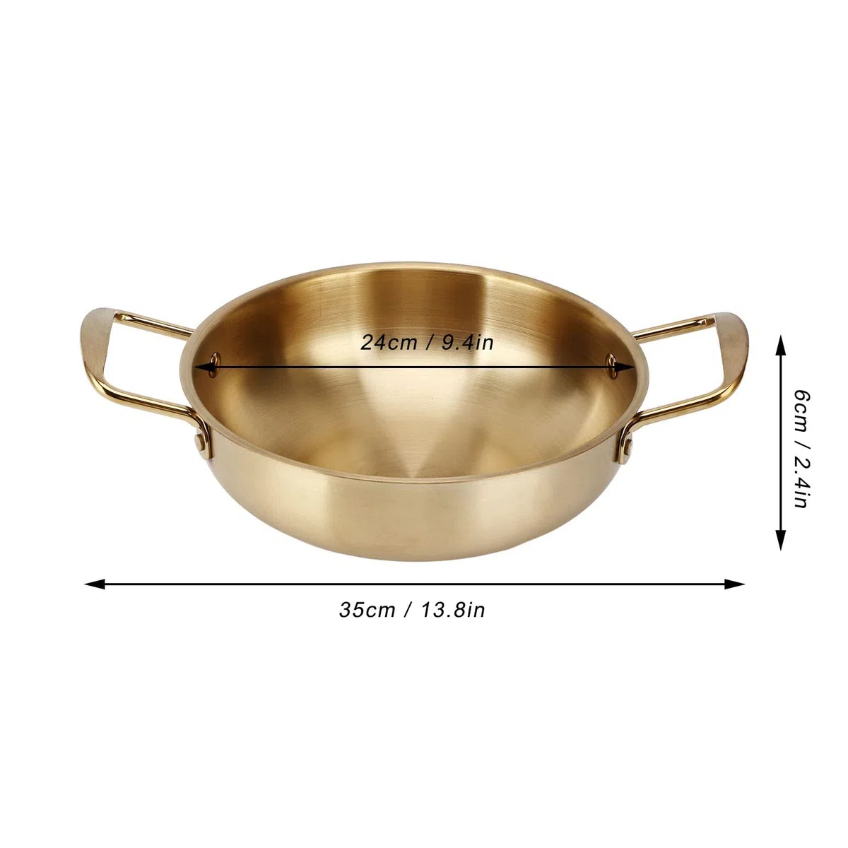 Buachois Pentola Coreana per Ramen,Inossidabile Oro Pentola Pentola Multiuso Pentola da Cucina Pentola da Cucina per Fornello a Gas, Fornello a Induzione(24cm)