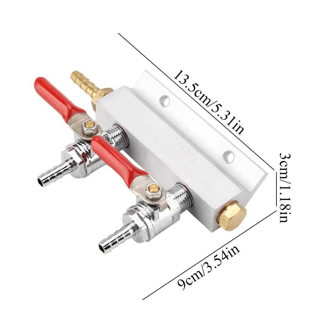 Fdit 2 Way Beer Splitter Multi-Way Home Co2 Air Gas Collettore Distribuzione Splitter Beer 2 Way Co2 Splitter Regolatore di Anidride Carbonica Distributore Aria Distributore di Co2 Collettore