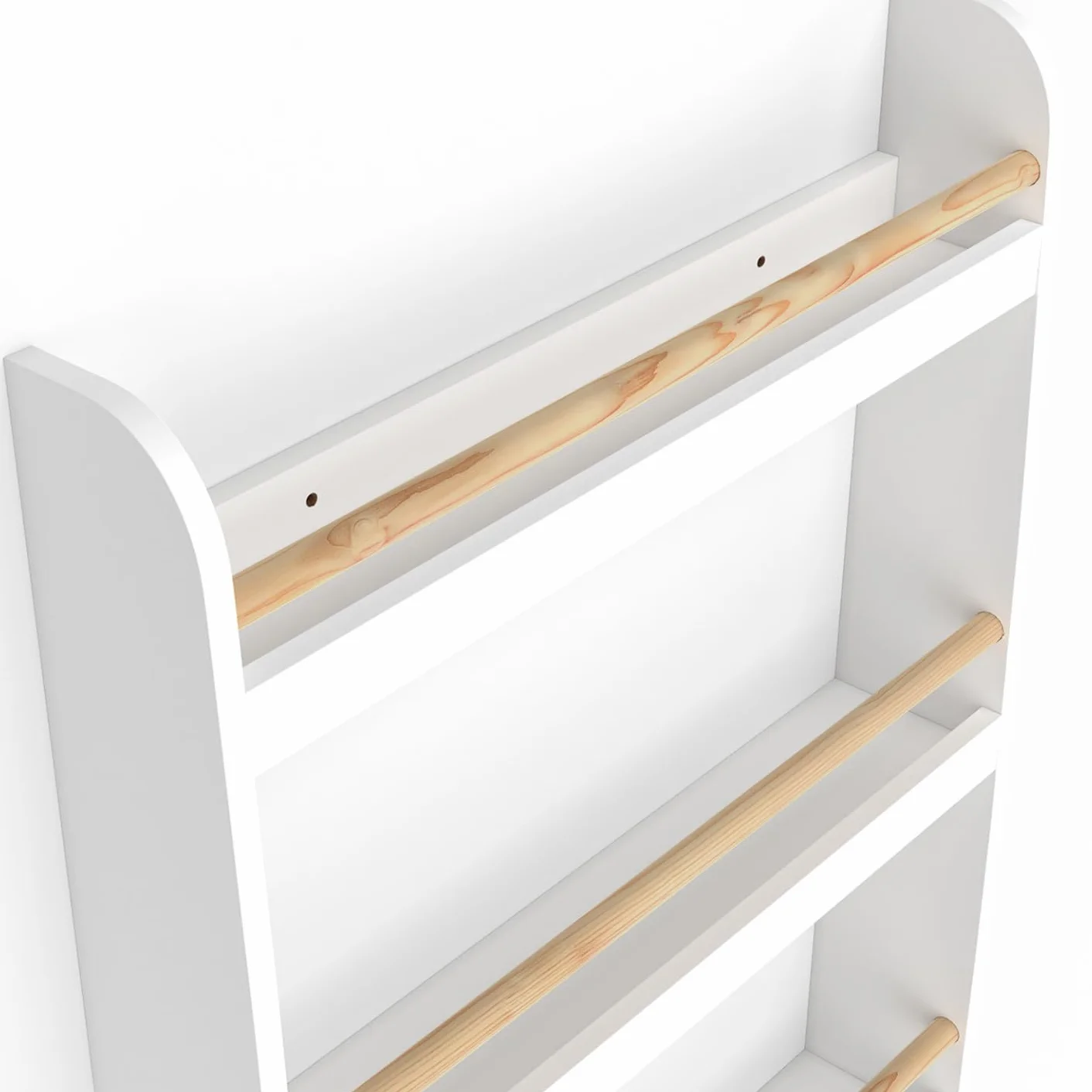 IDMarket - Libreria a muro per bambini a 4 ripiani in legno e bianco PAULETTE