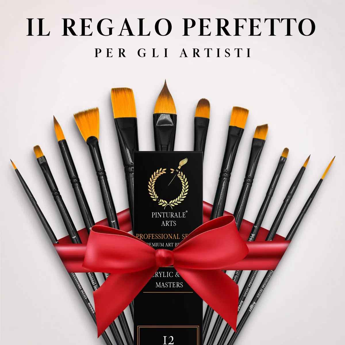 Pinturale 12 Pennelli Per Acrilico | Acrylic & Oil Masters | Set di 12 Pennelli Professionali Per Dipingere | Pennelli Per Pittura Ad Olio, Set Pennelli Per Dipingere Professionali