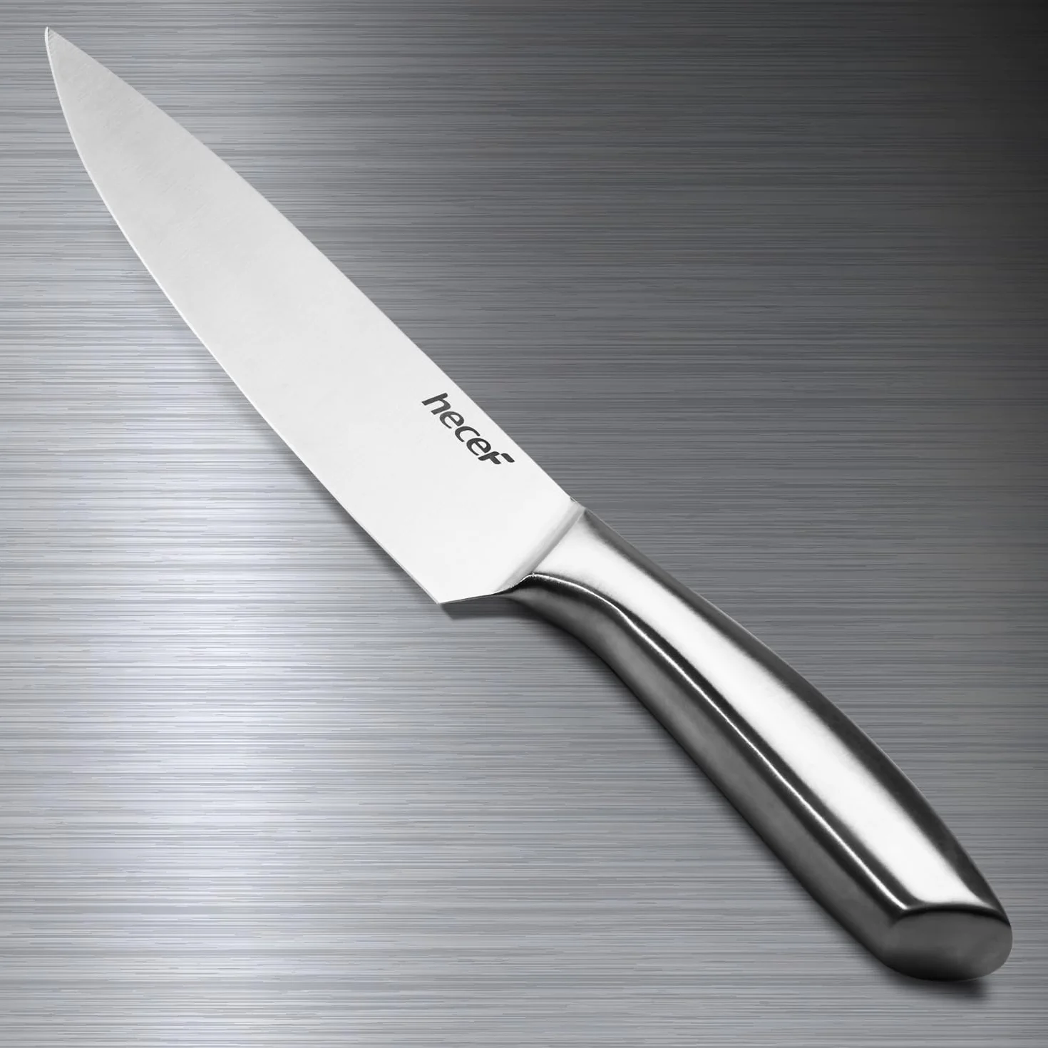 hecef Set Coltelli da Cucina Professionali, Tutti in Acciaio Inox Argento, Coltello da Chef, 5 Pezzi Coltello da Cucina e 5 Pezzi Foderi per Coltelli
