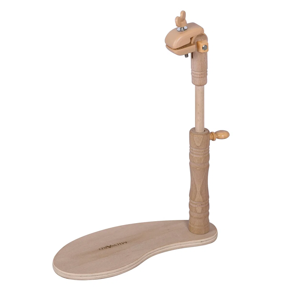 MILWARDS Telaio per sedile regolabile - a mani libere supporto per grembo, supporto per punto croce ruotabile, legno di faggio, con attacco a morsetto versatile