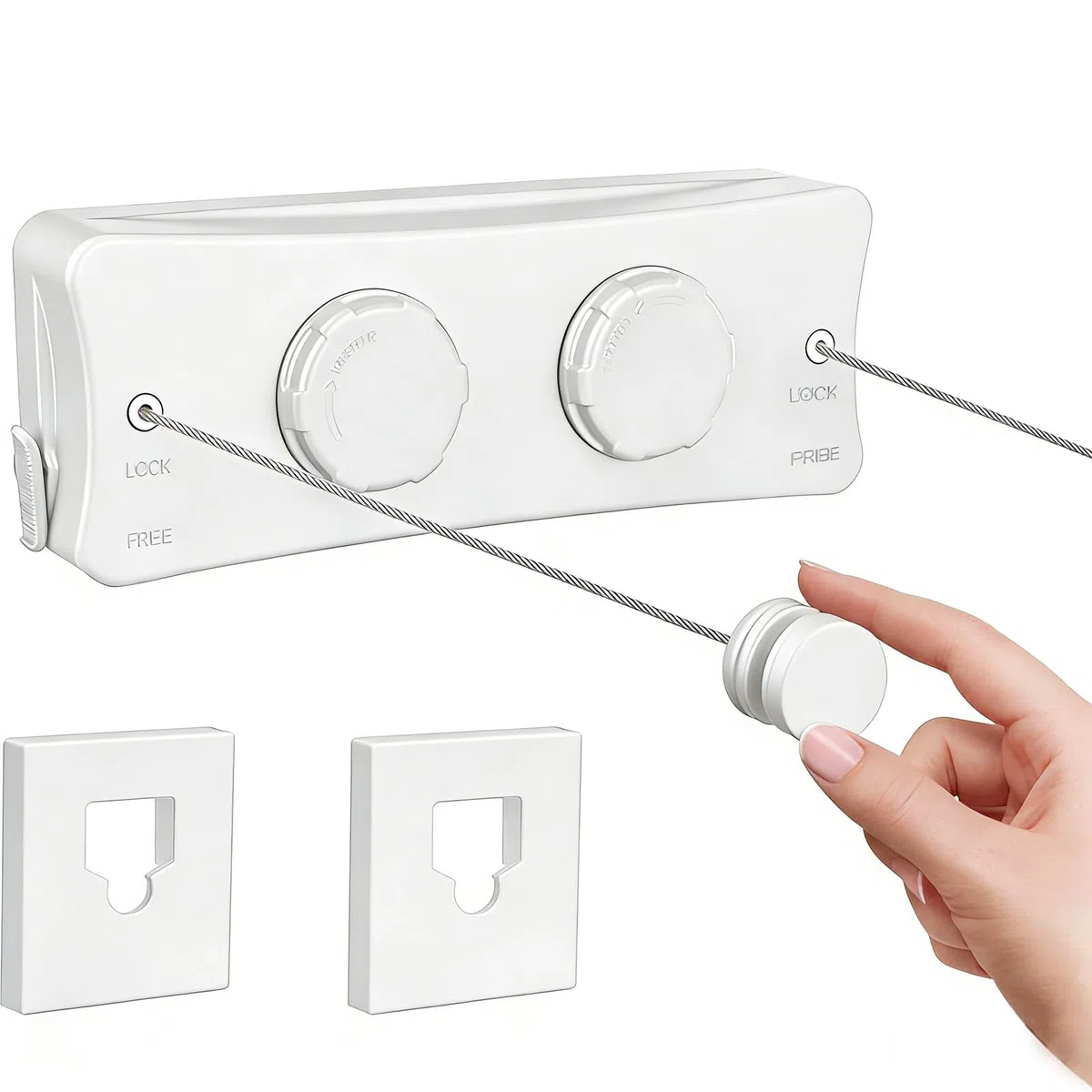 Corda per biancheria retrattile,stendibiancheria interna a parete doppia linea invisibile filo di lino estensibile in acciaio inossidabile,corda da biancheria regolabile2*5,1m(Bianco)