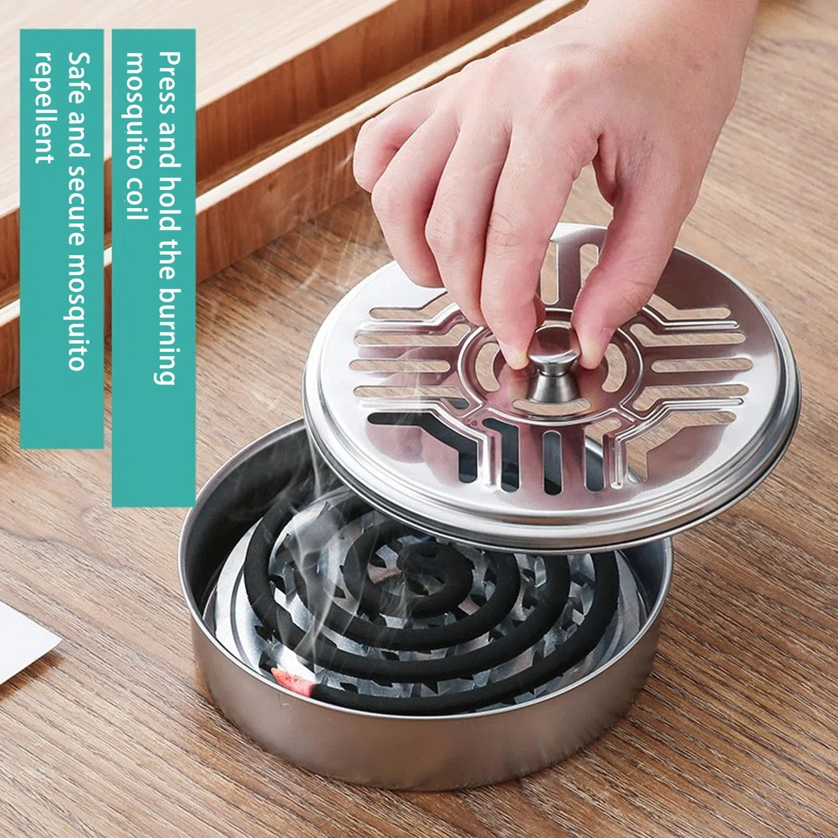 Supporto per bobine di zanzariera, 4 pezzi, in acciaio inox, portatile, con 4 spazzole, porta bobine per zanzare, spirali, supporto per zanzare
