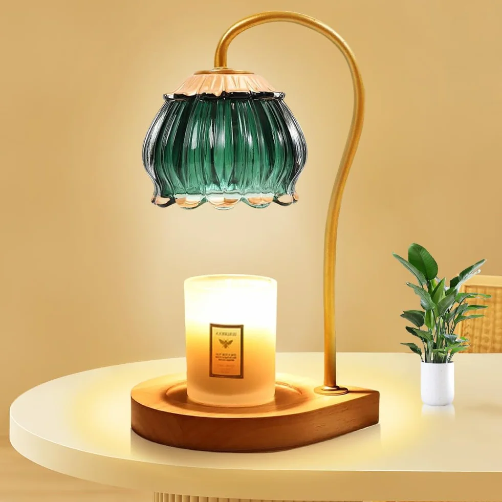 Lampada Scalda Candela a Luce Soffusa con Timer, Lampada Candela Elettrica con 2 Lampadine, Lampada Scaldacandele per Decorazione casa Camera da Letto