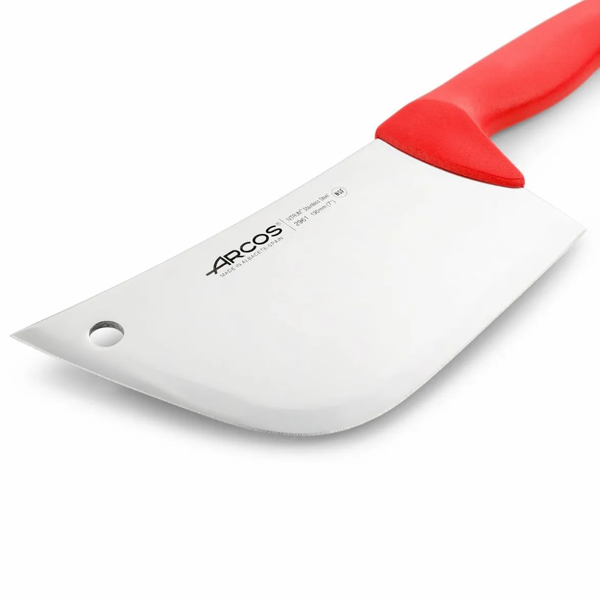 Arcos Coltello da Macellaio Cleaver – Lama in Acciaio Inossidabile 20 cm – Manico in Polipropilene, Resistente e Igienico con Sistema di Identificazione Colore – Rosso, Serie 2900