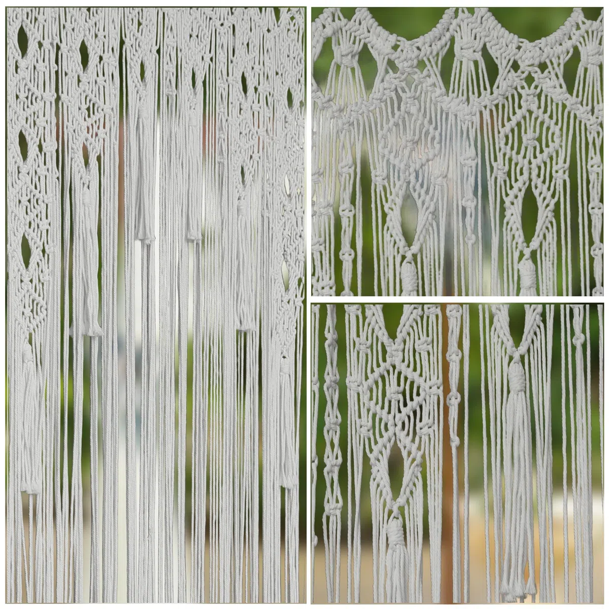 Tenda macramè Boho per porta (colore: bianco, larghezza 90 x lunghezza 200 cm, stringa)