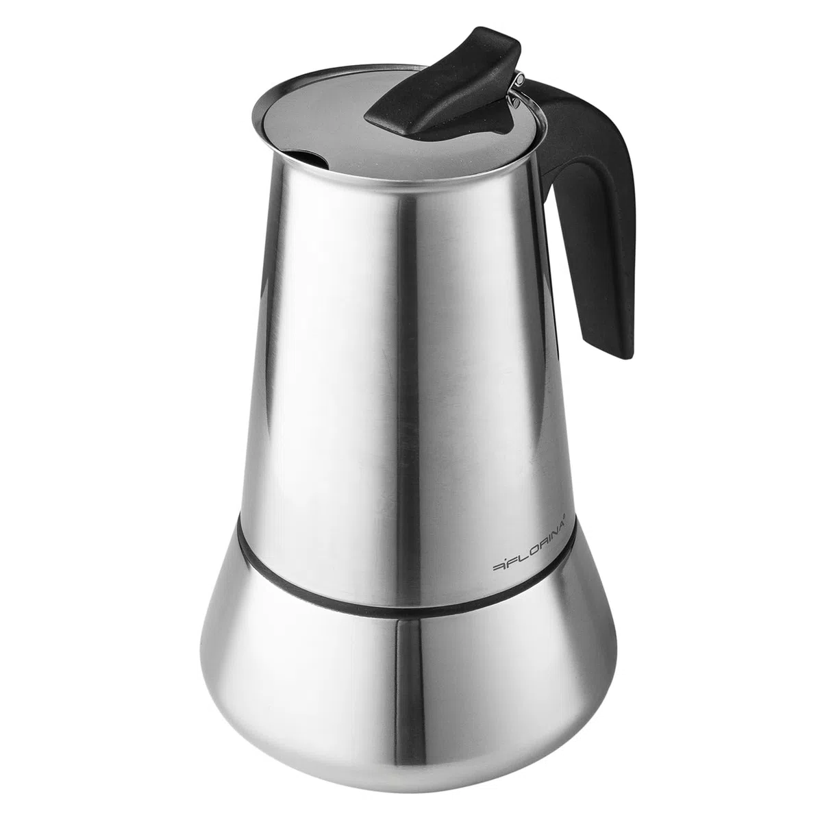 FLORINA Caffettiera 9 Tazze (450 ml) I Moka Induzione per Piano Cottura LINDA I Caffettiera in Acciaio Inossidabile con Manico Sagomato I Adatta a Tutti i Tipi di Fornelli e Induzione