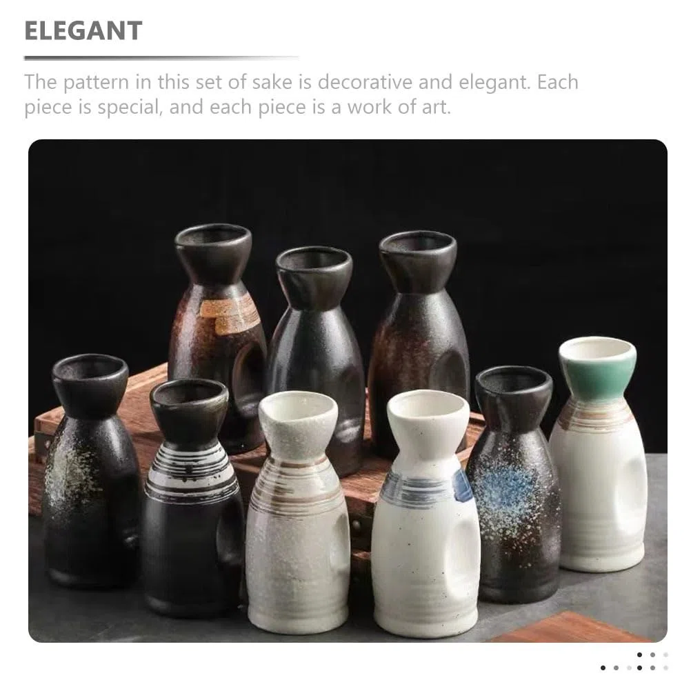 Ciieeo Set Di Sake Giapponese in Ceramica Con Bottiglia Di Sake E 4 Tazzine Kit Tradizionale Da 4.92 Pollici Per Casa Regali E Occasioni Speciali