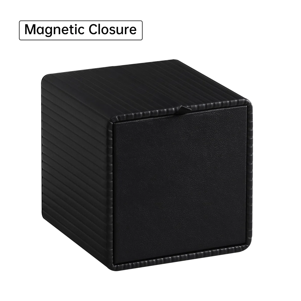 Scatola porta fazzoletti elegante in pelle PU quadrata con fondo magnetico per bagno, camera da letto o ufficio (striscia nera)