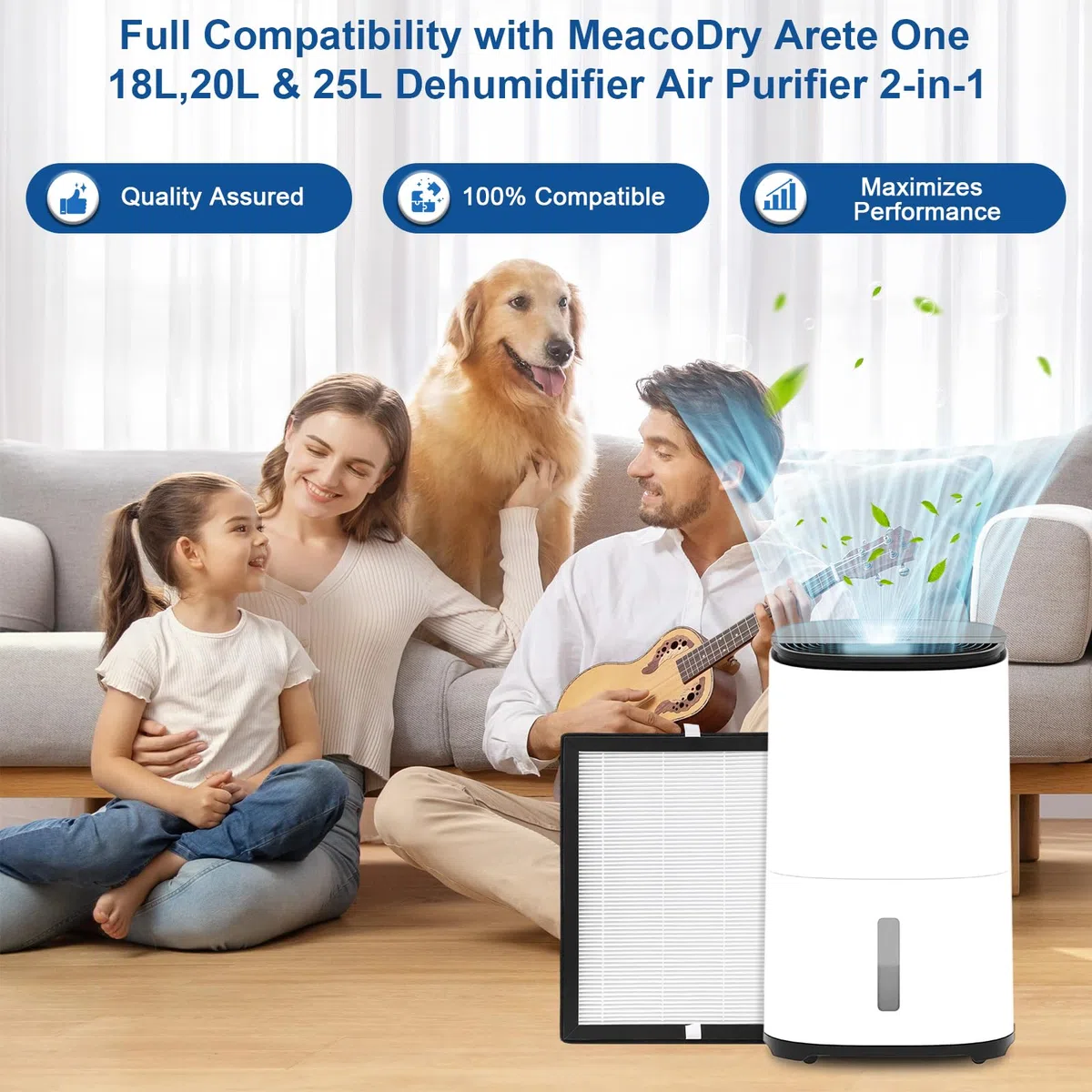 Kigniote Confezione da 3 filtri HEPA compatibili con MeacoDry Arete One 18L, 20L e 25L deumidificatore purificatore d'aria 2 in 1, 26 x 22 x 1,5 cm, non compatibile con deumidificatore Meaco 20L 20LE