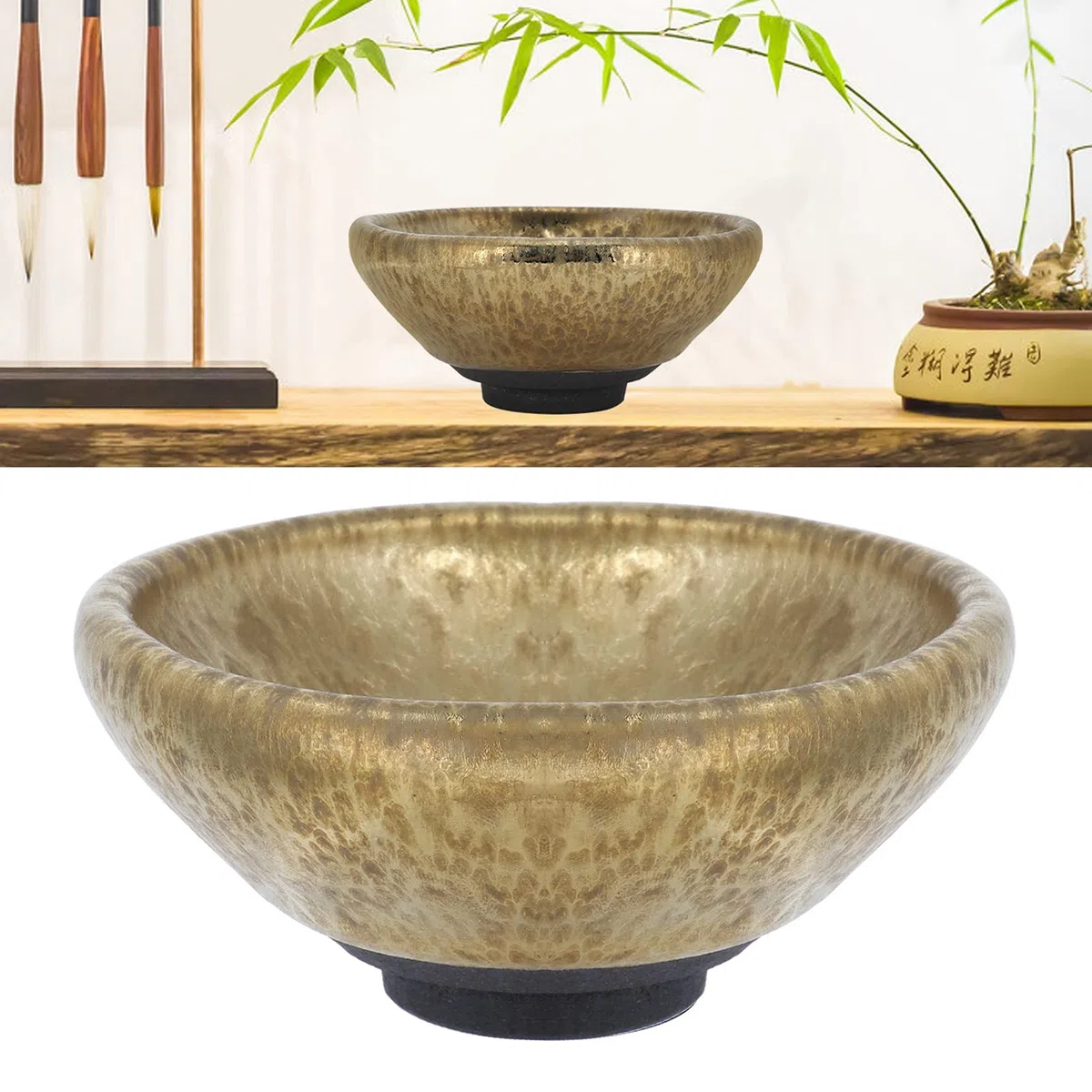 Tazza da Tè in Ceramica Cinese Jianzhan, Tenmoku Mini Tazza Fatta a Mano per Cerimonia del Tè Kungfu, Artigianato Tradizionale per Casa, Ufficio e Regali