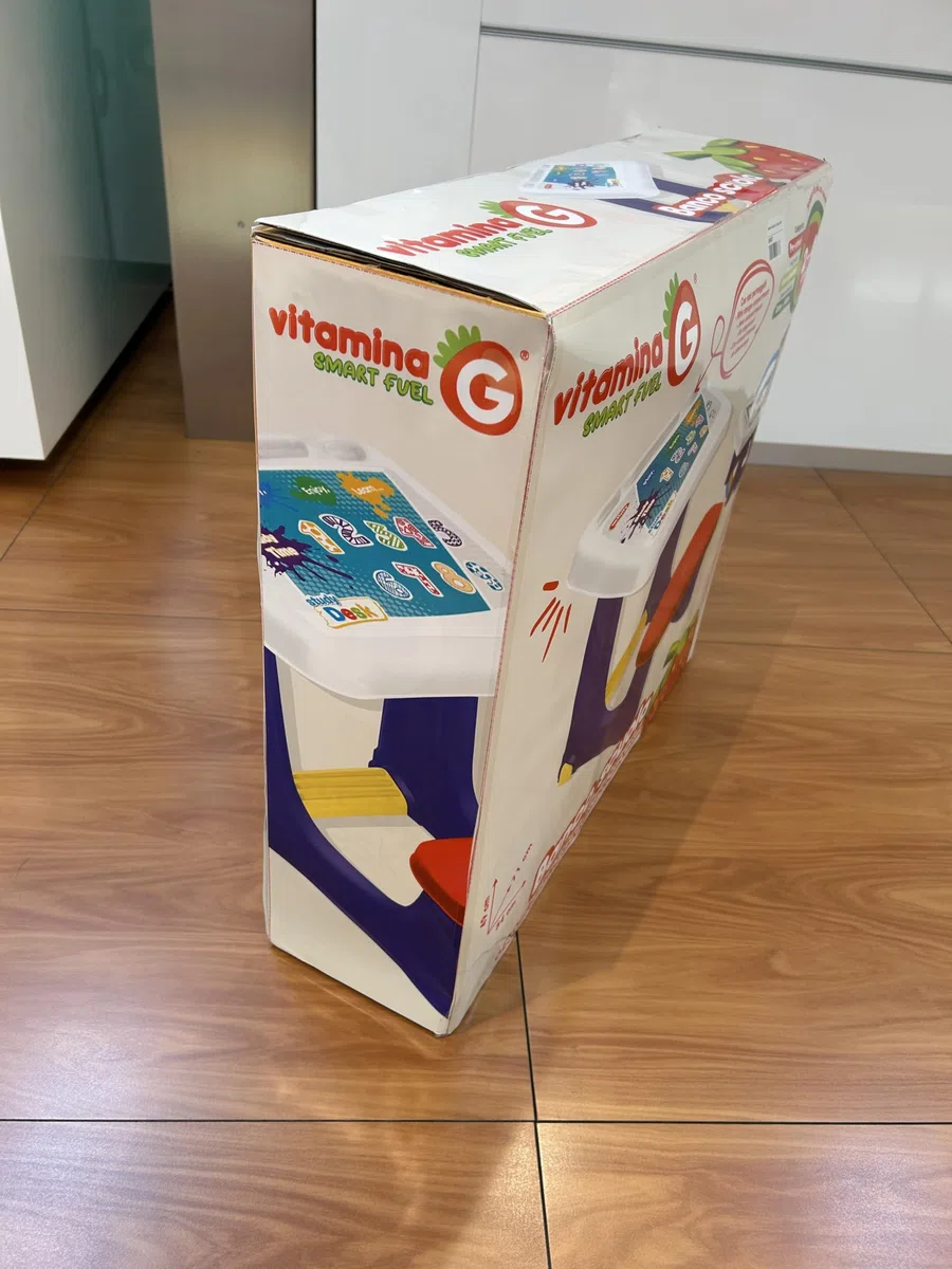 Vitamina G Banco Scuola per Bambini, con Seduta Integrata, Blu e Rosso, 72x49x54 cm, età 2-4 Anni