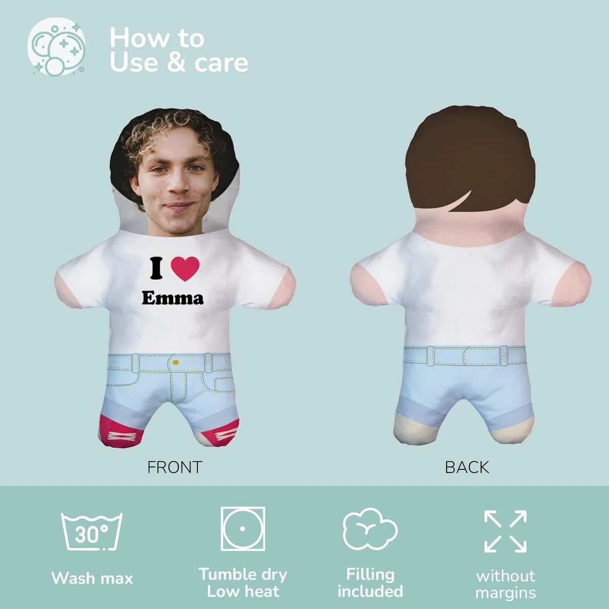Wanapix | Cuscino Pupazzo Personalizzato con Foto del Viso | Regalo di Compleanno/Festa del Papà | Divertente con Imbottitura | Personalizzata Idea Regalo | Boyfriend